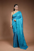 Sky Blue Tussar Cutwork Saree with Blouse Piece