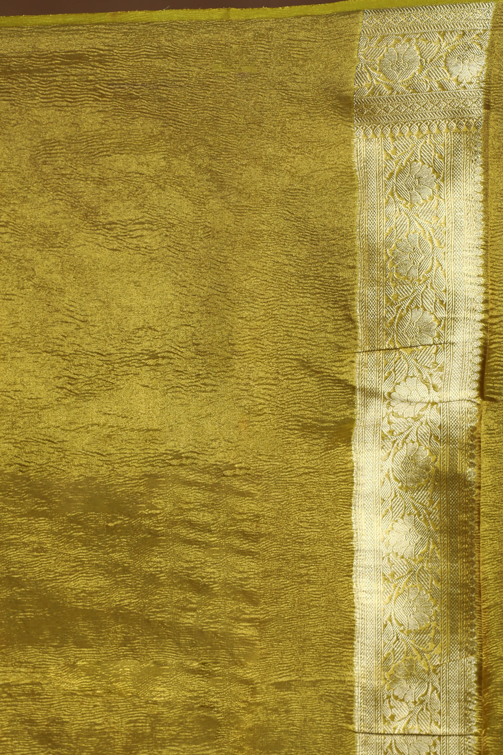 Yellow  Crushed Tissue Saree with Blouse Piece