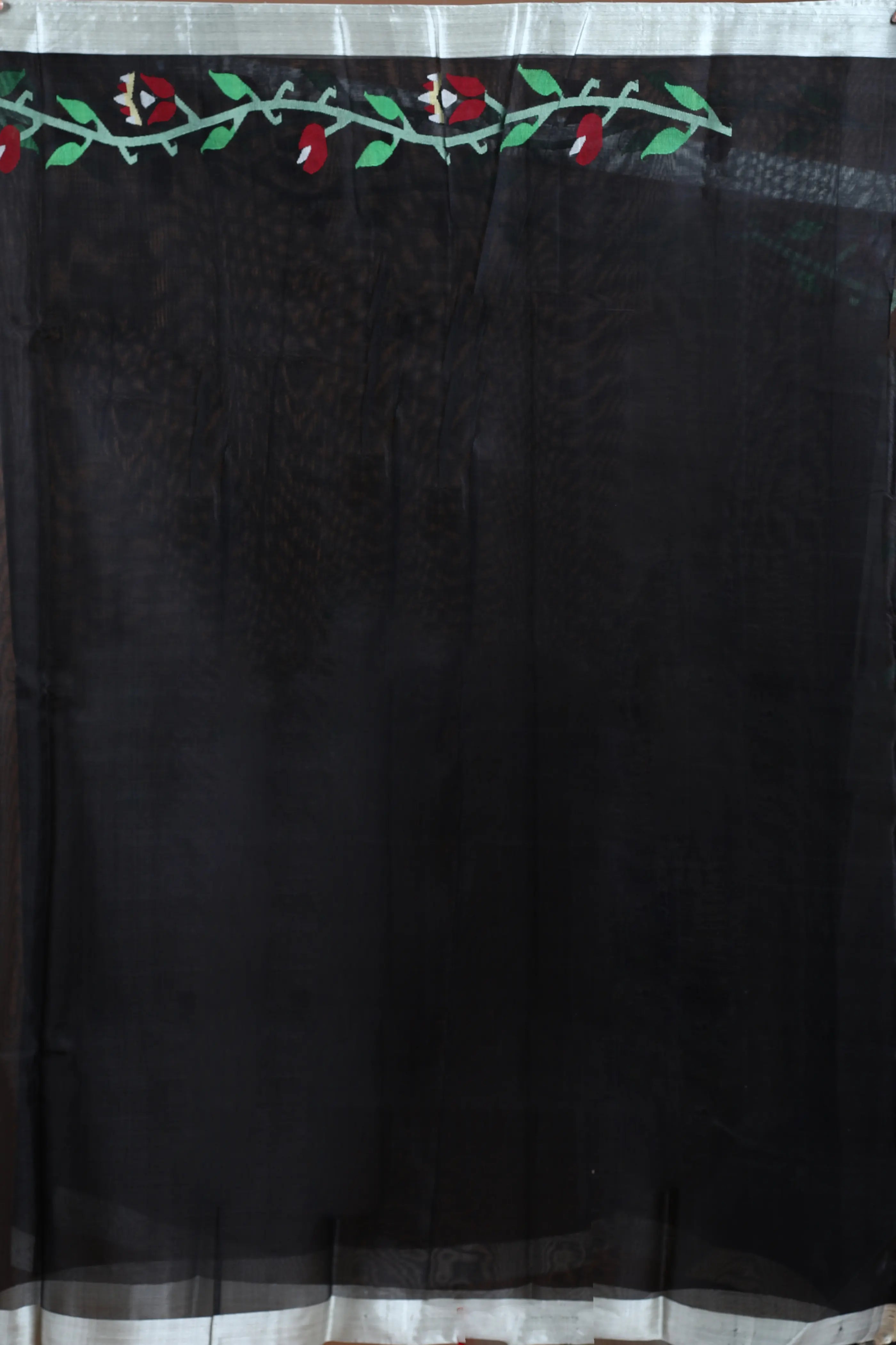 Black Muslin Jamdani Saree without Blouse Piece