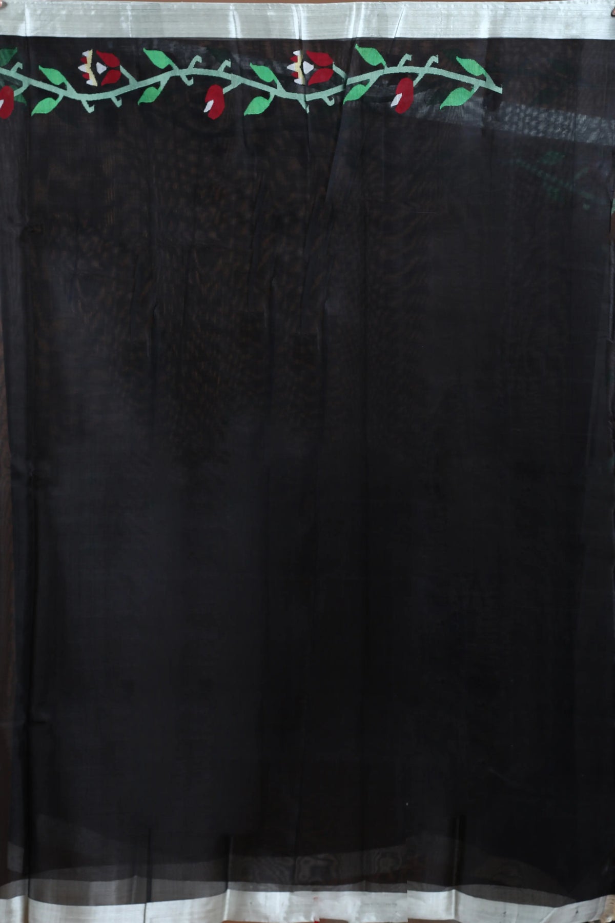 Black Muslin Jamdani Saree without Blouse Piece