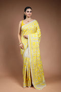 Beige Tussar Kantha Saree with Blouse Piece