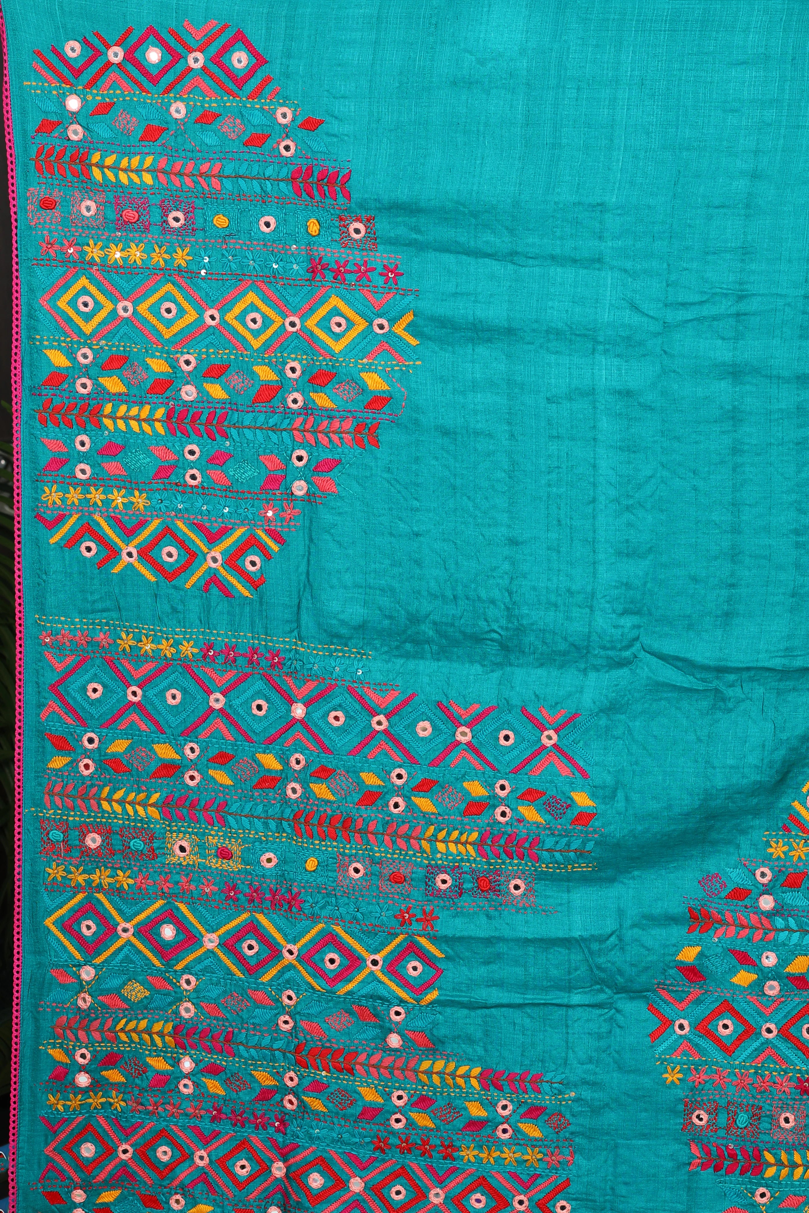 Multicolor Tussar Fusion Saree with Blouse Piece