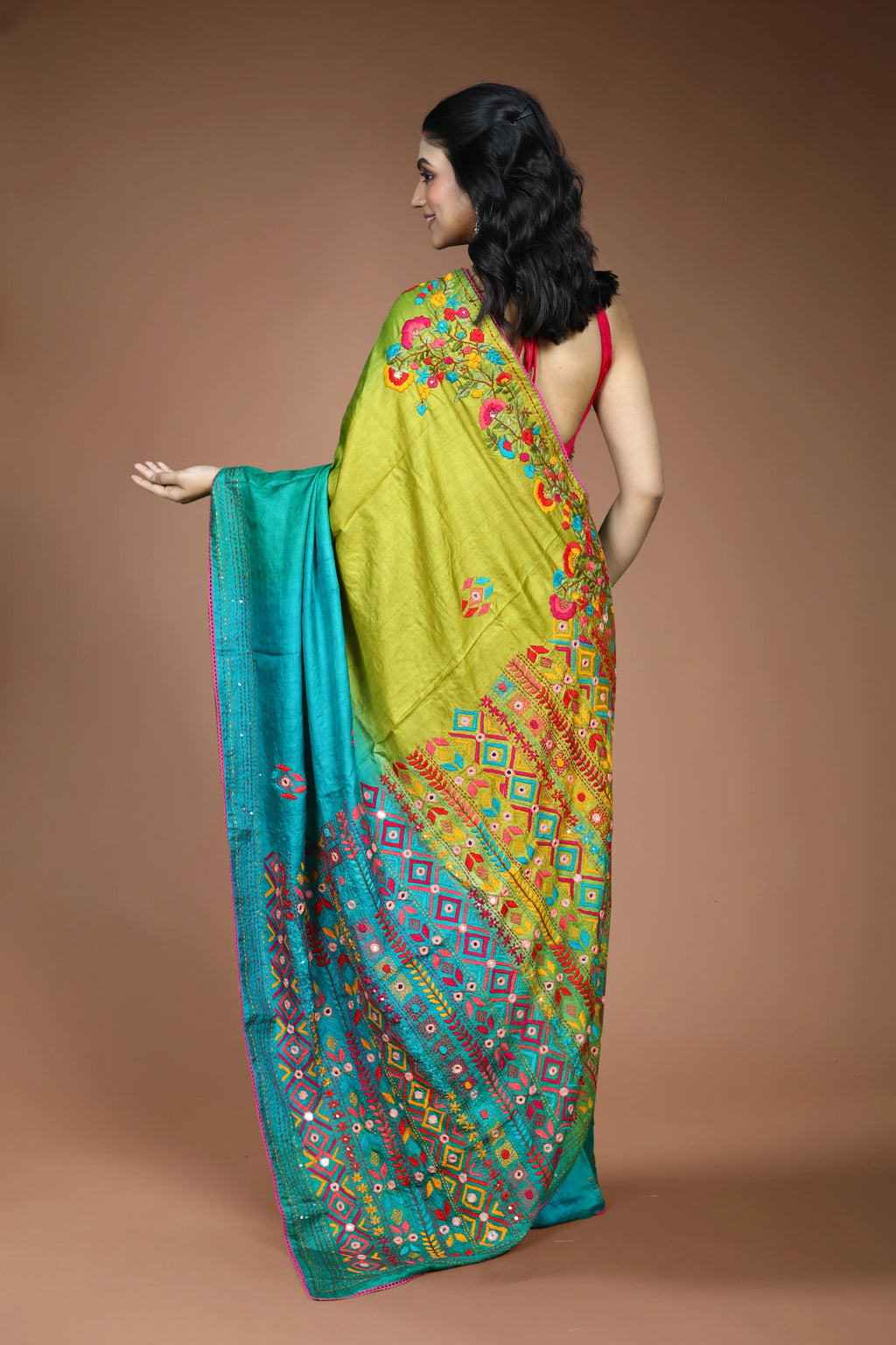 Multicolor Tussar Fusion Saree with Blouse Piece