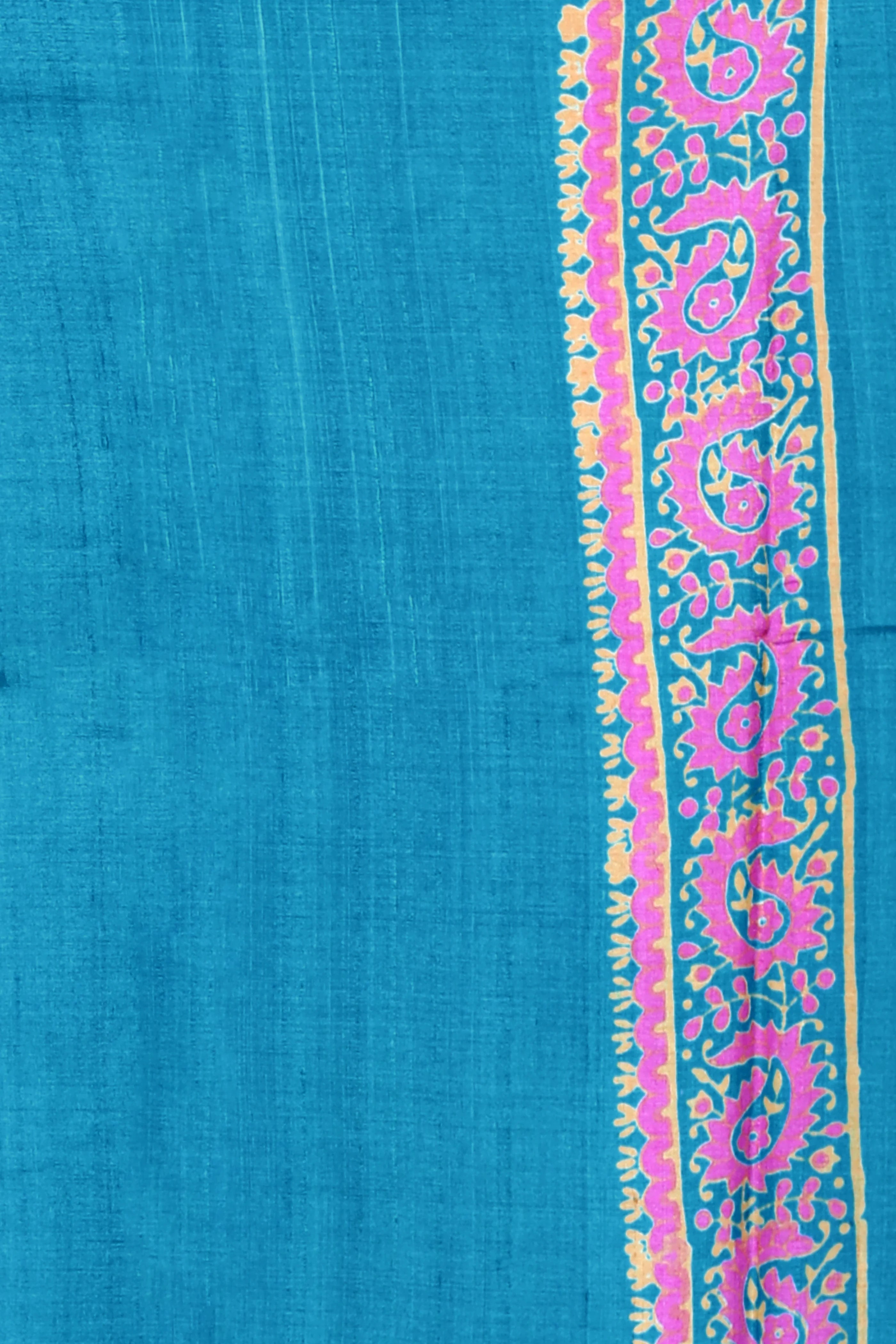 Teal Blue Tussar Saree with Blouse Piece