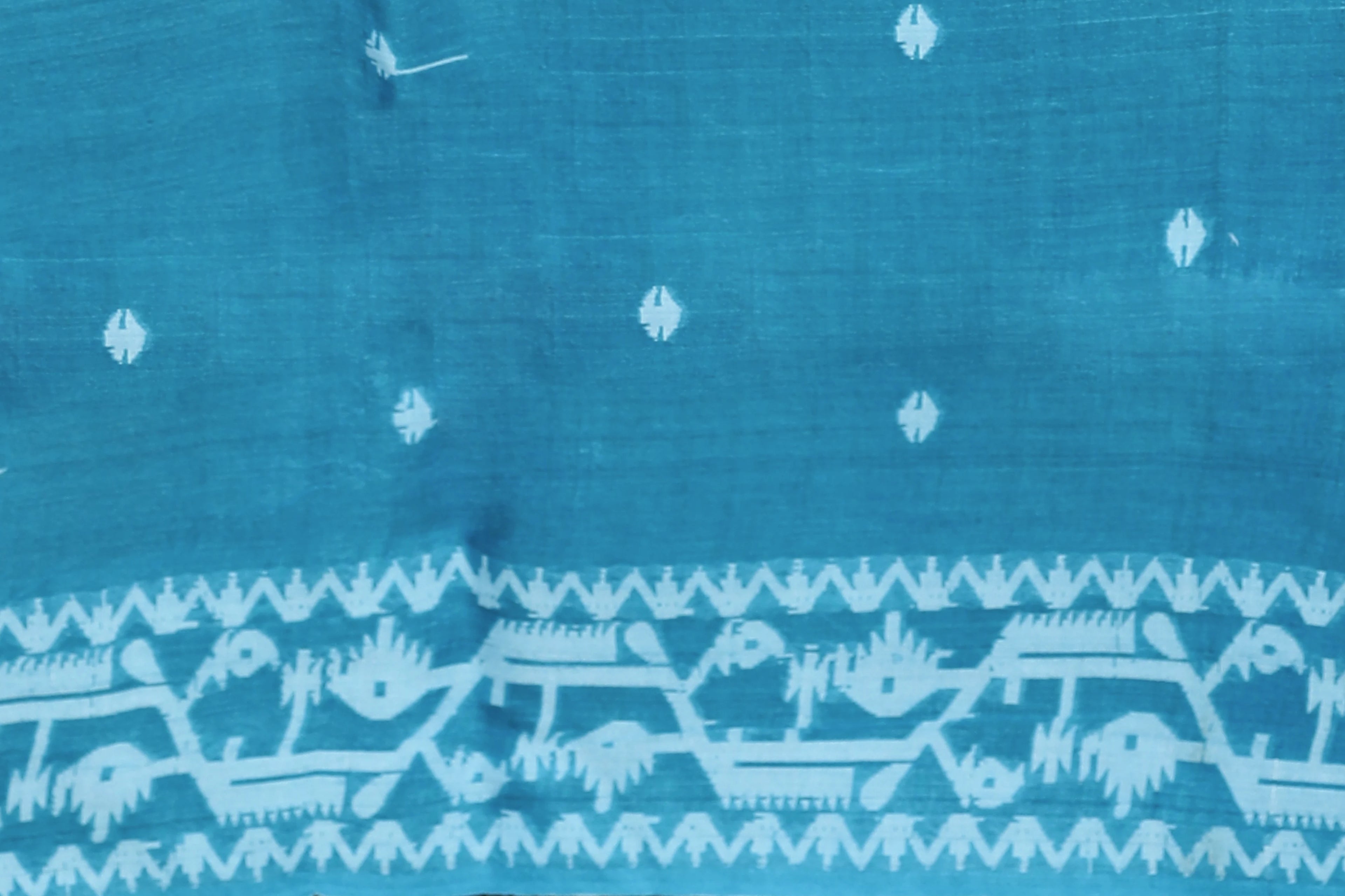Sky Blue Tussar Jamdani Saree with Blouse Piece