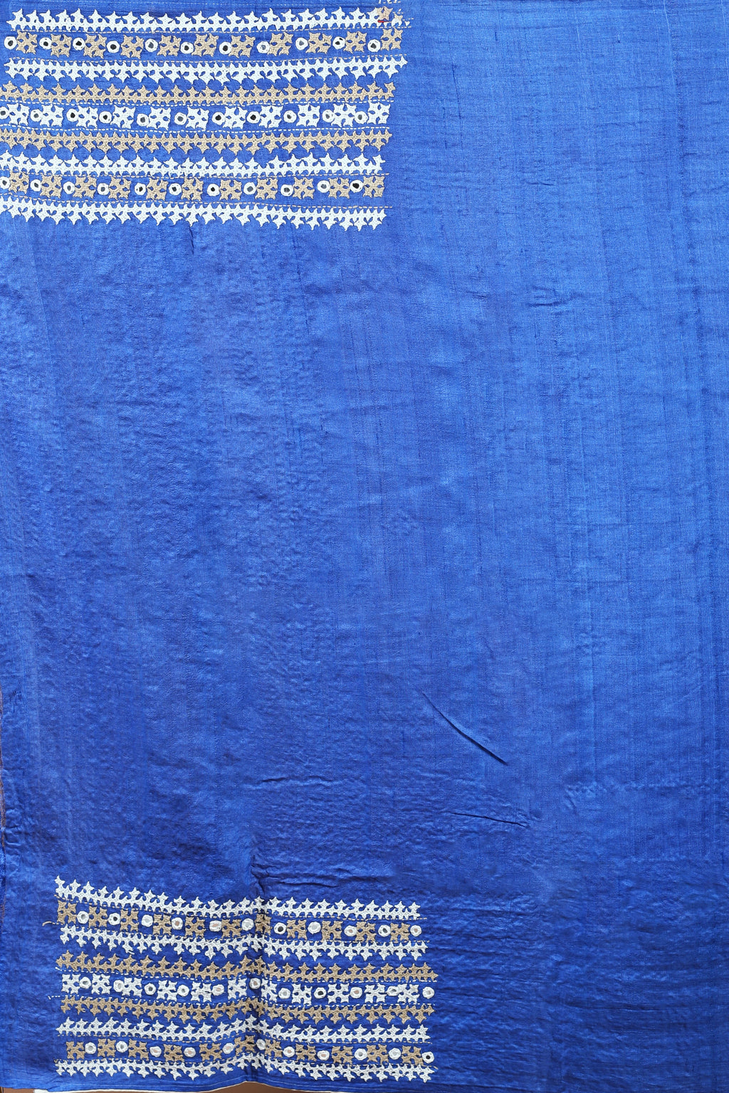 Royal Blue Tussar Gujarati Saree with Blouse Piece