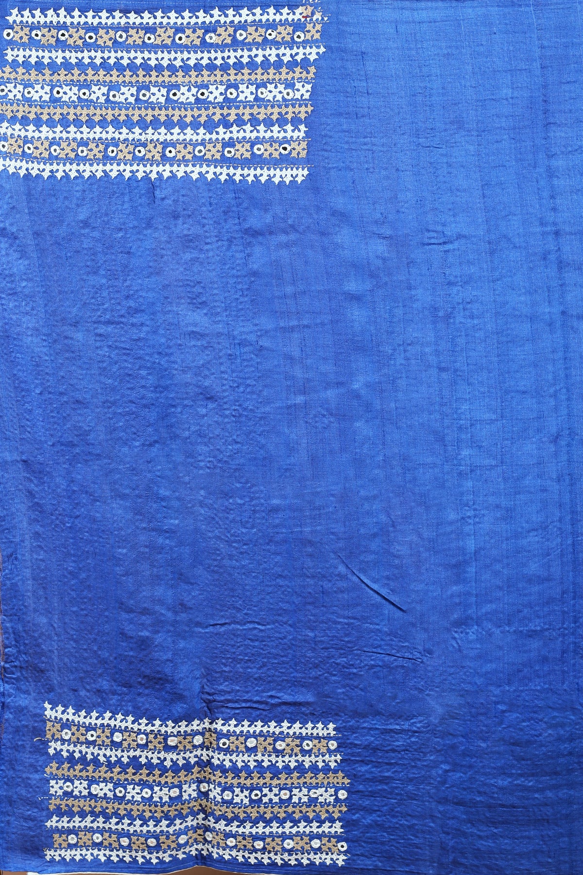 Royal Blue Tussar Gujarati Saree with Blouse Piece