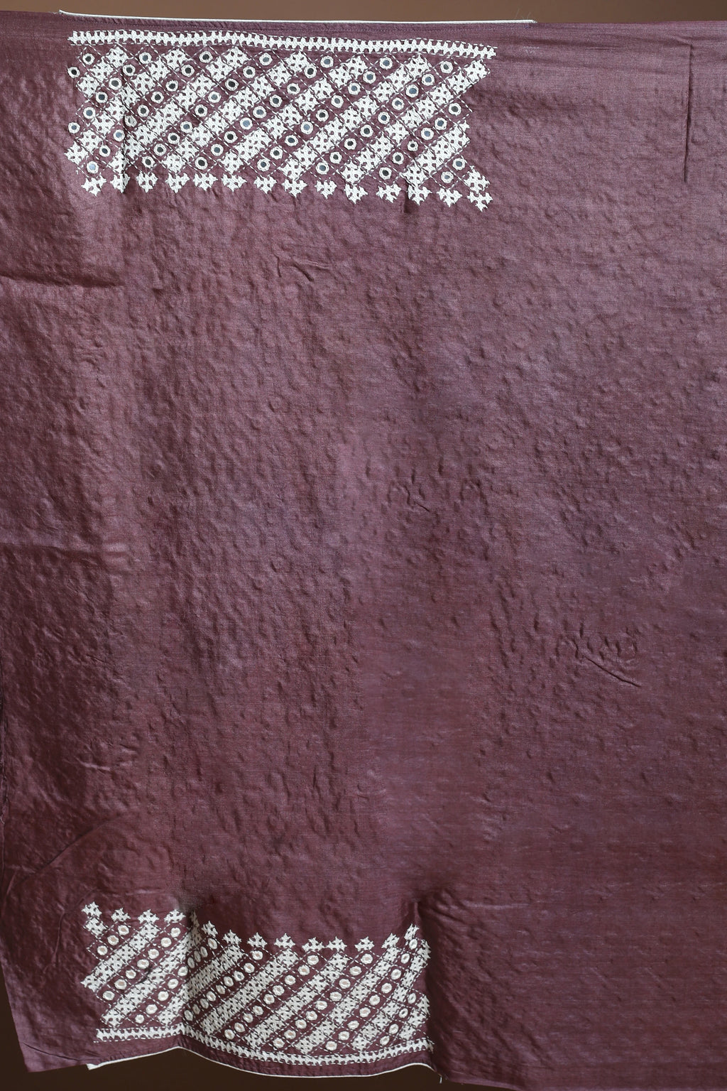 Burgundy Tussar Gujarati Saree with Blouse Piece