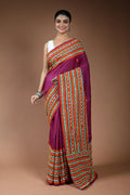 Magenda Tussar Gujarati Saree with Blouse Piece