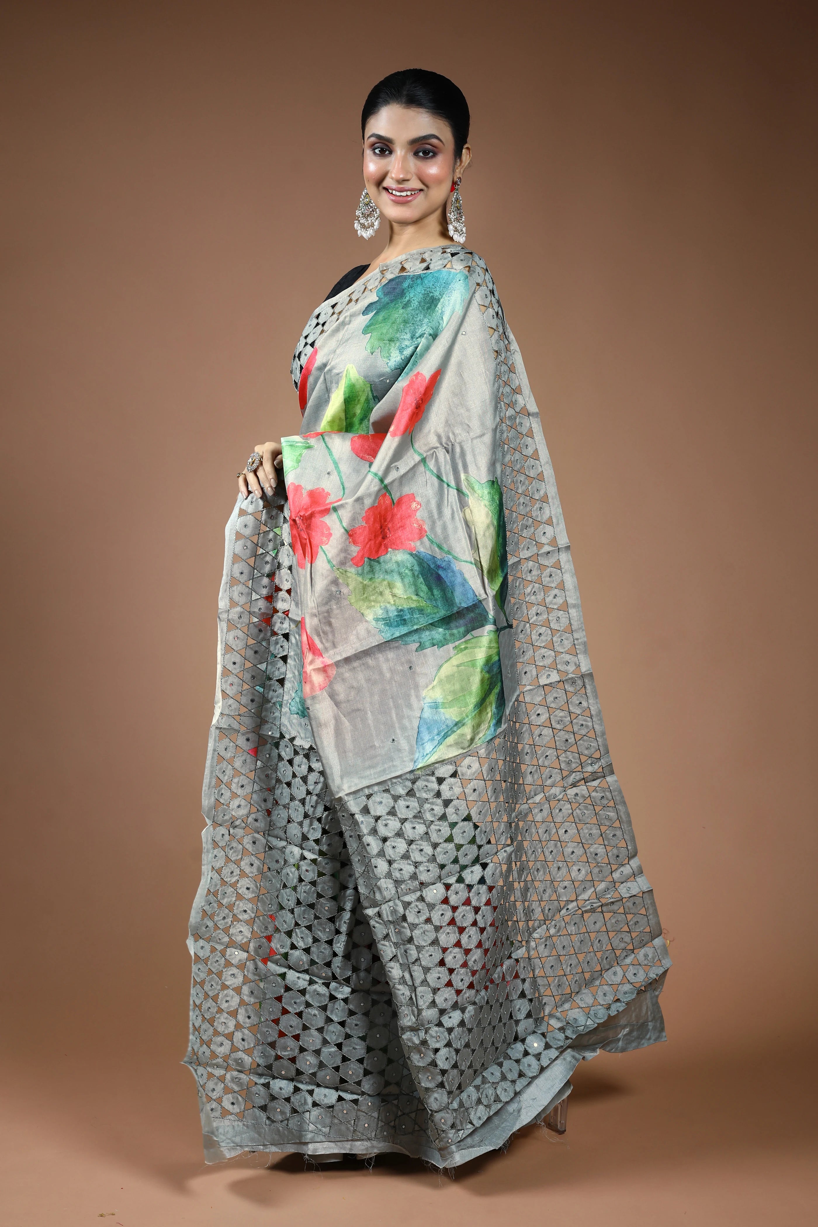 Grey Tussar Saree with Blouse Piece