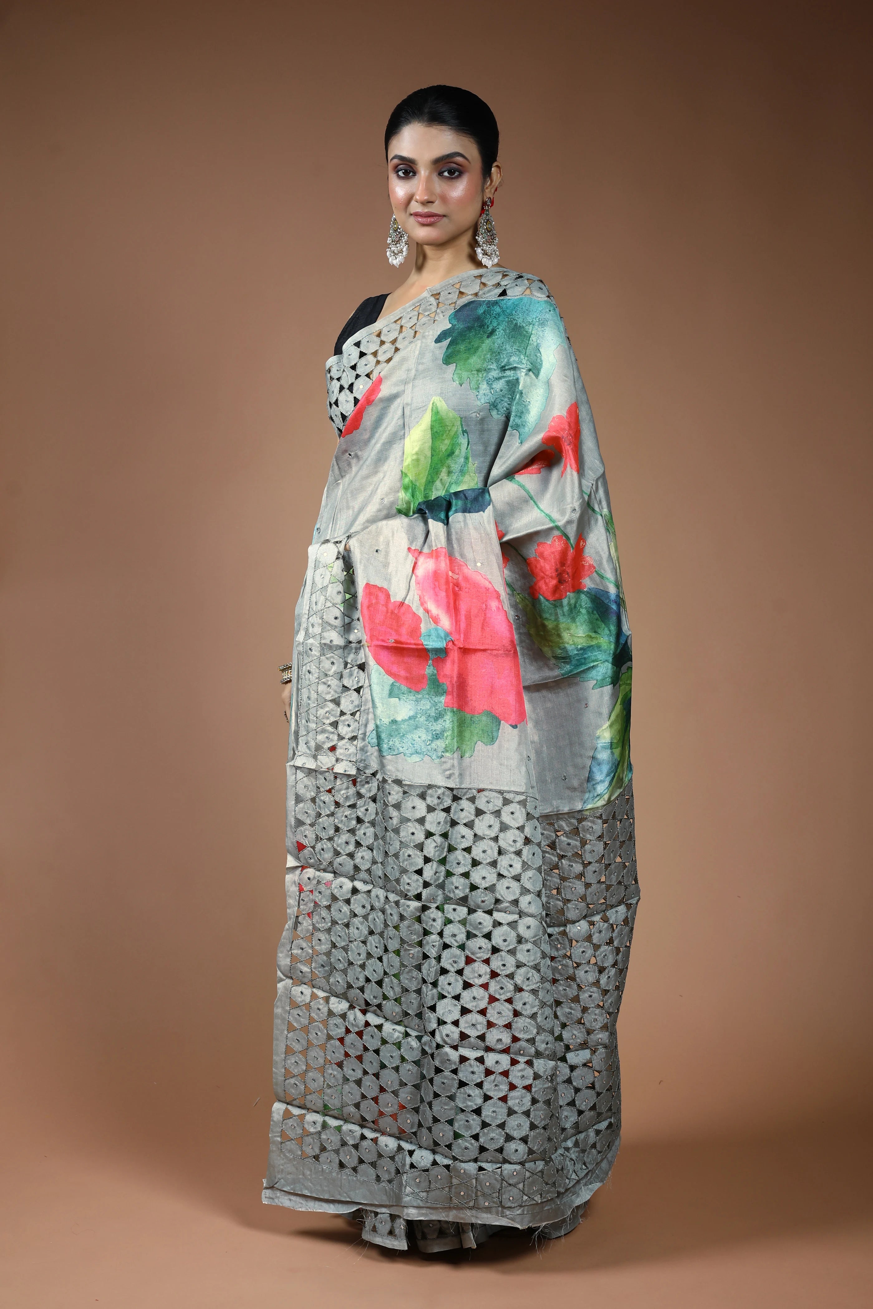 Grey Tussar Saree with Blouse Piece