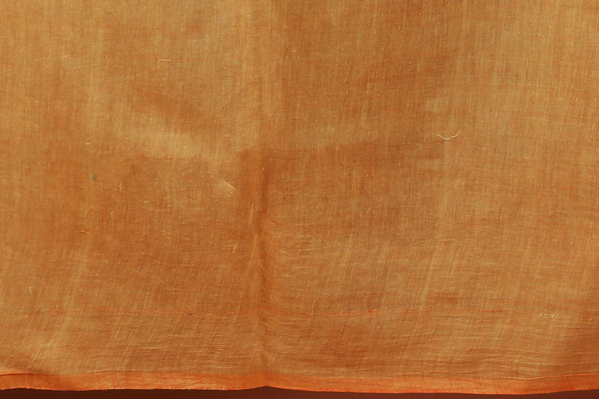 Orange Tussar Jamdani Saree with Blouse Piece