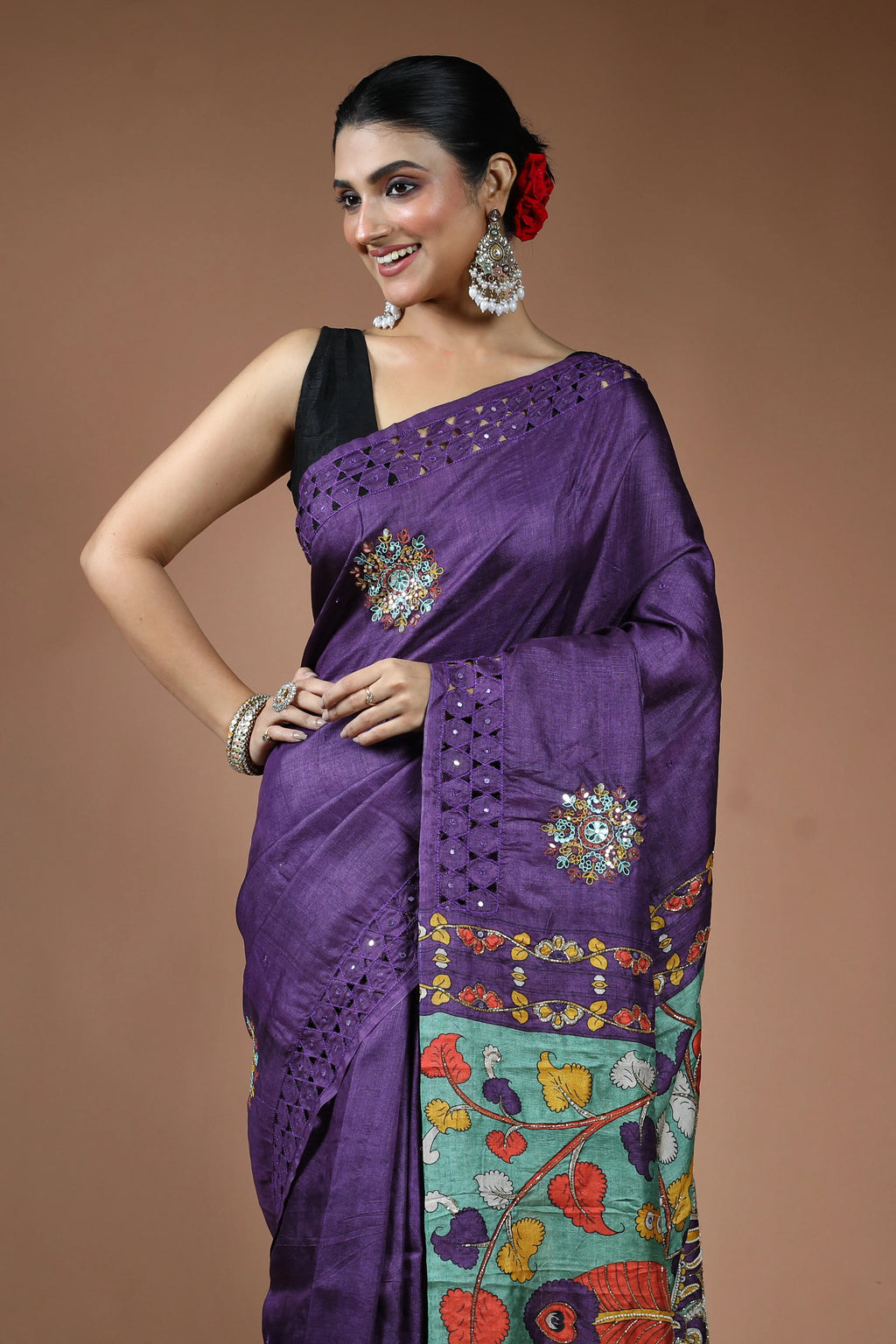 Purple Tussar Saree with Blouse Piece