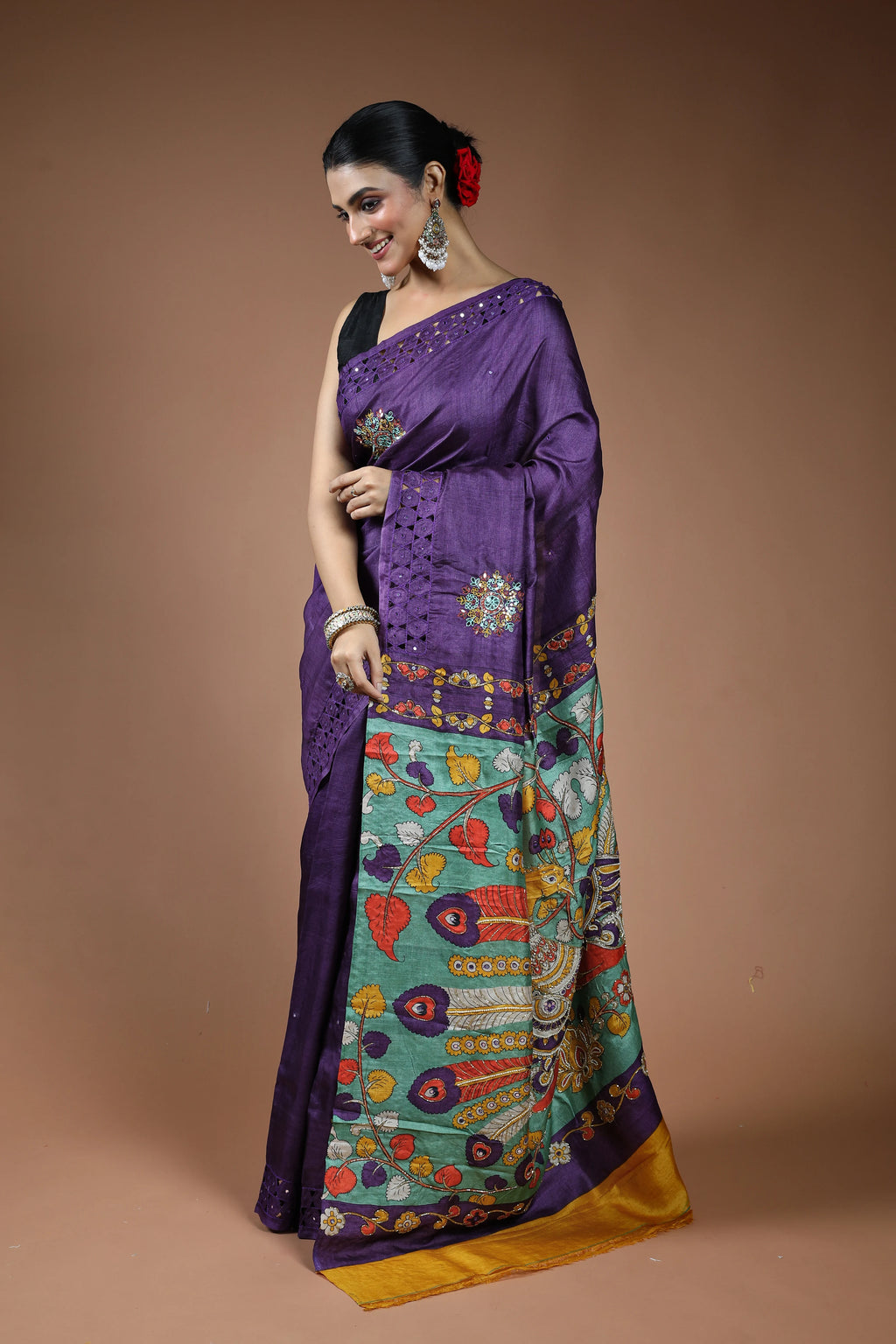 Purple Tussar Saree with Blouse Piece
