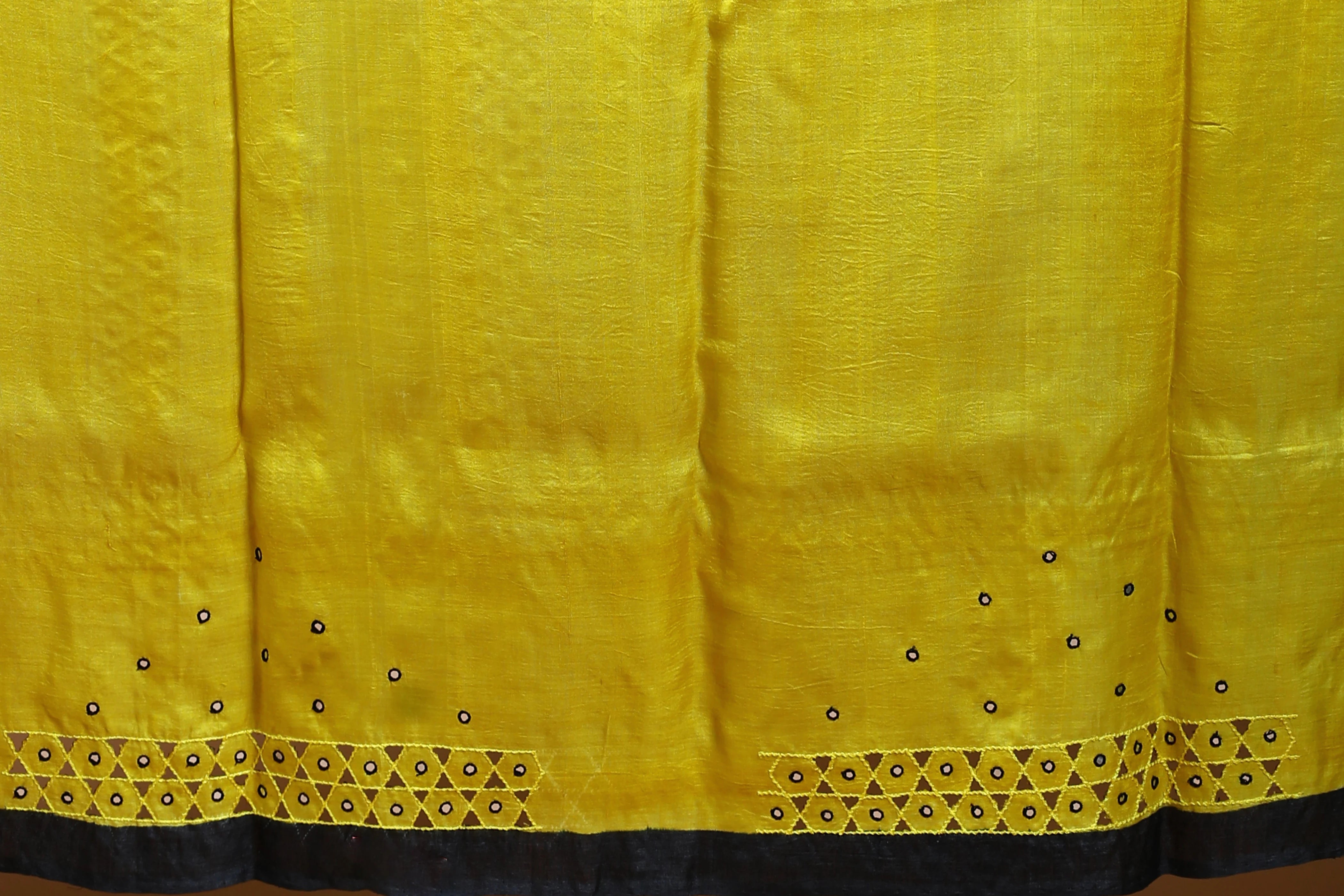Beige and Yellow Tussar Saree with Blouse Piece