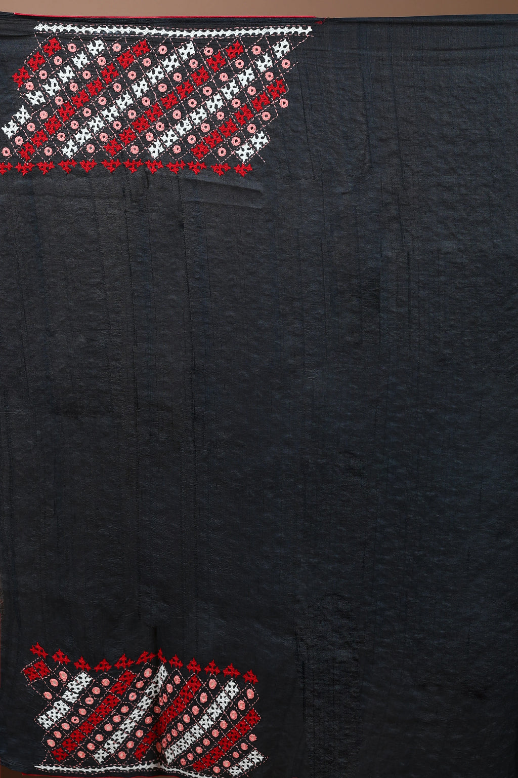 Black Tussar Gujarati Saree with Blouse Piece