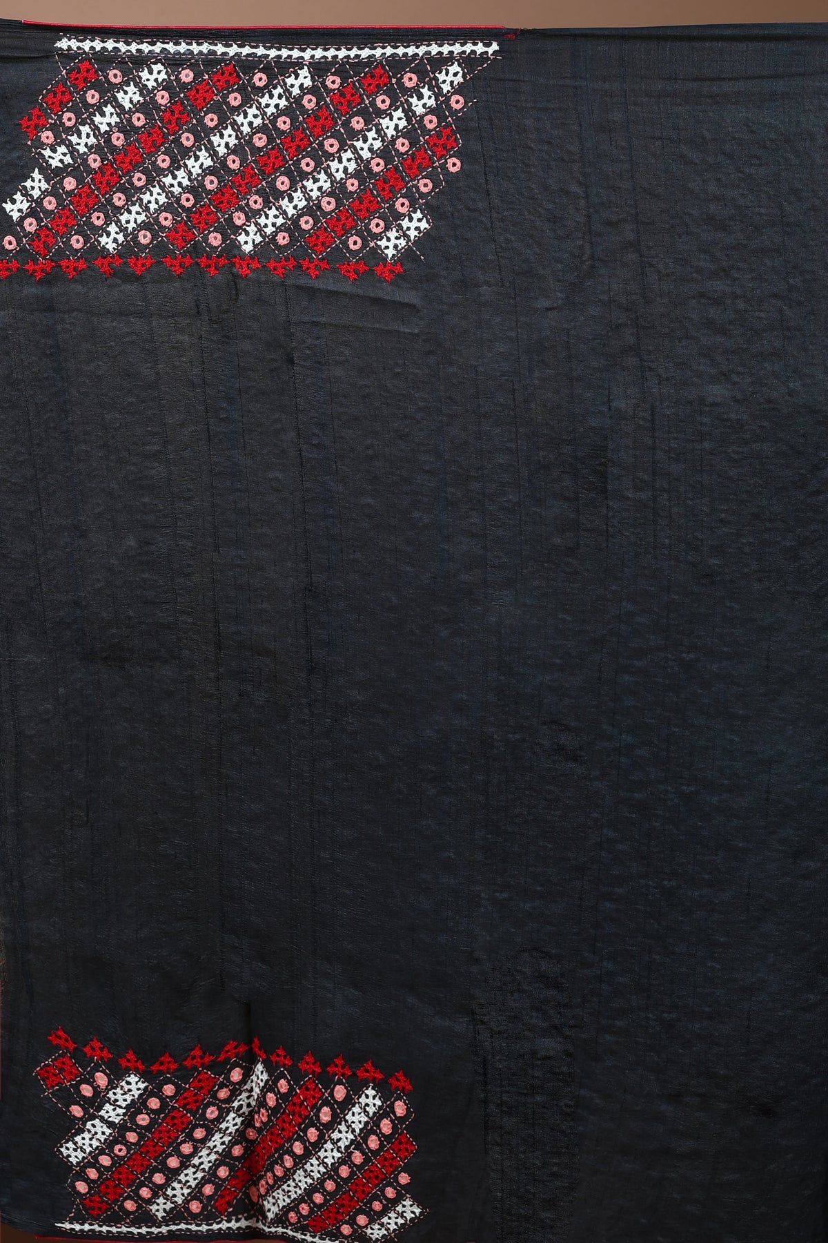 Black Tussar Gujarati Saree with Blouse Piece