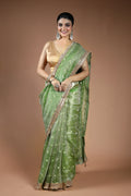 Green Tissue Saree with Blouse Piece