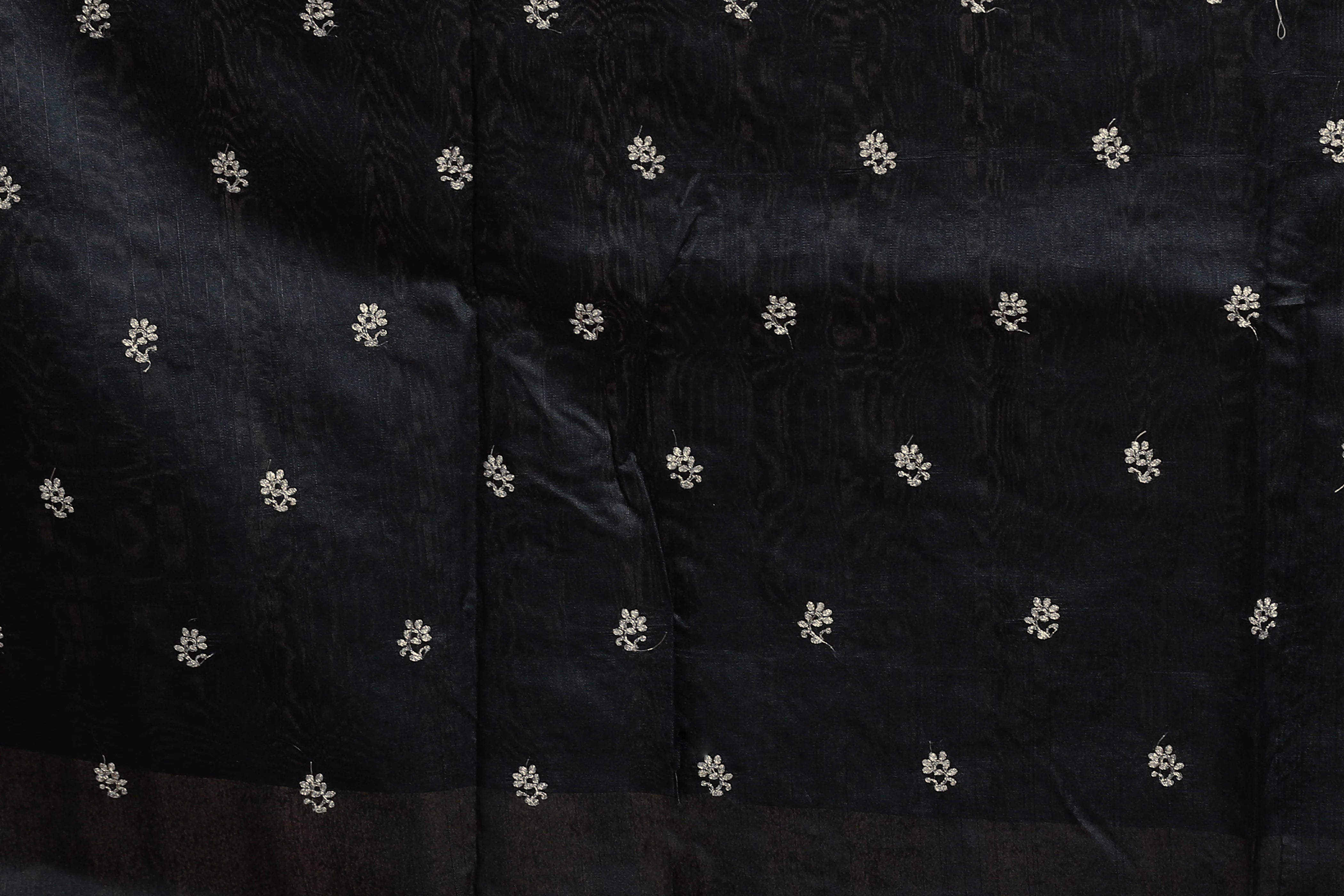 Black Blended Semi Tussar Saree with Blouse Piece