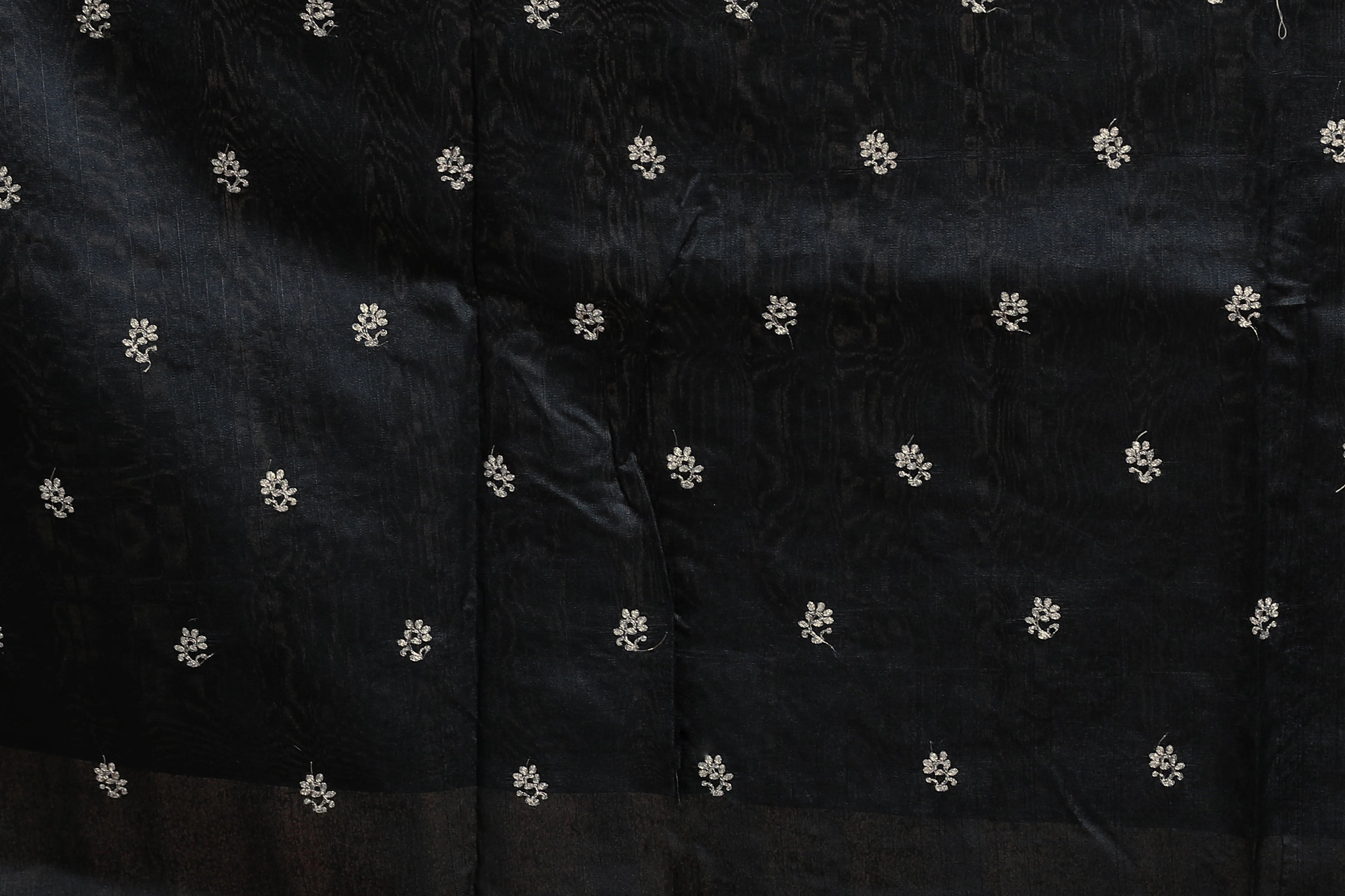 Black Blended Semi Tussar Saree with Blouse Piece