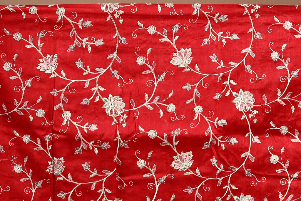 Red Blended Semi Tussar Saree with Blouse Piece