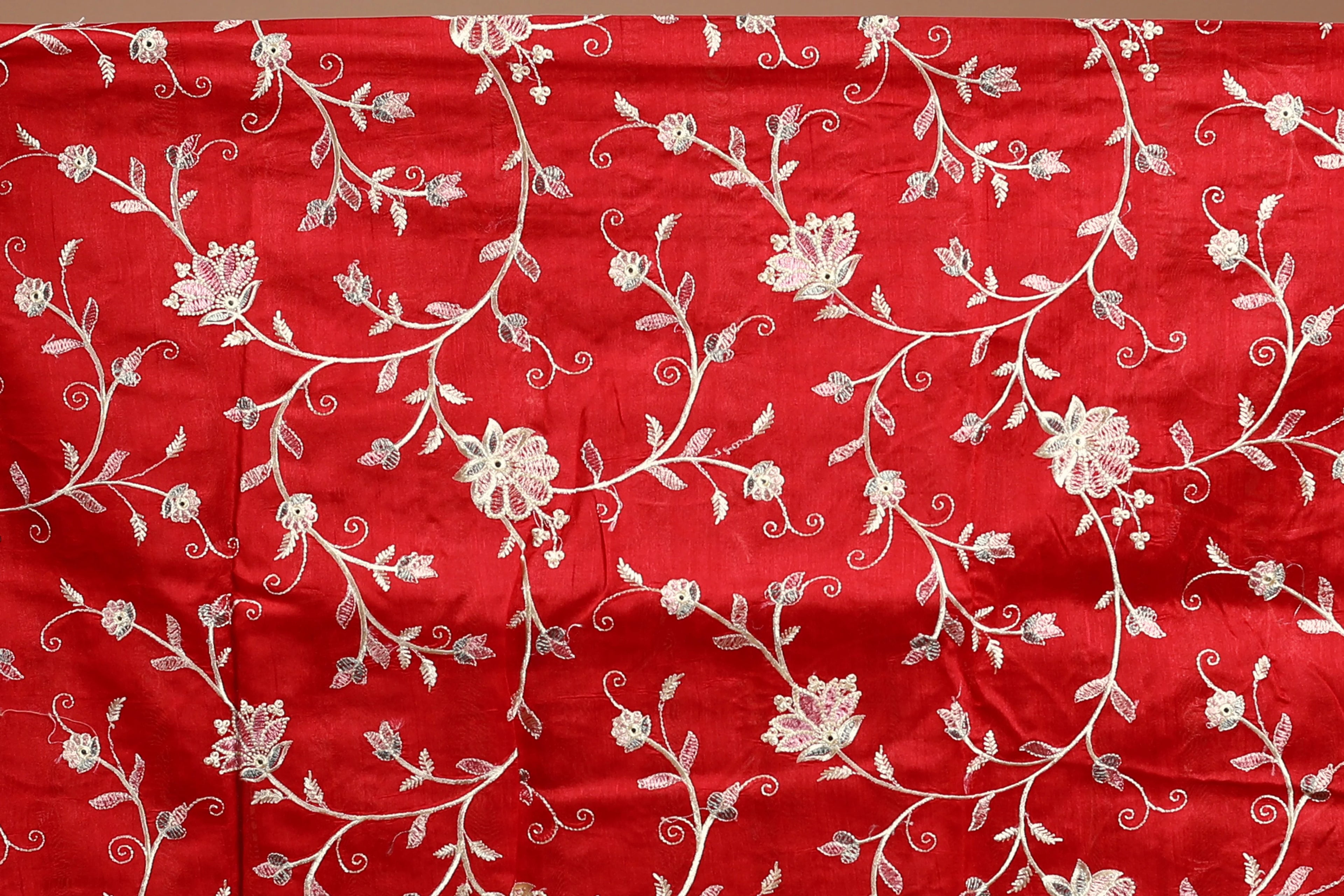 Red Blended Semi Tussar Saree with Blouse Piece