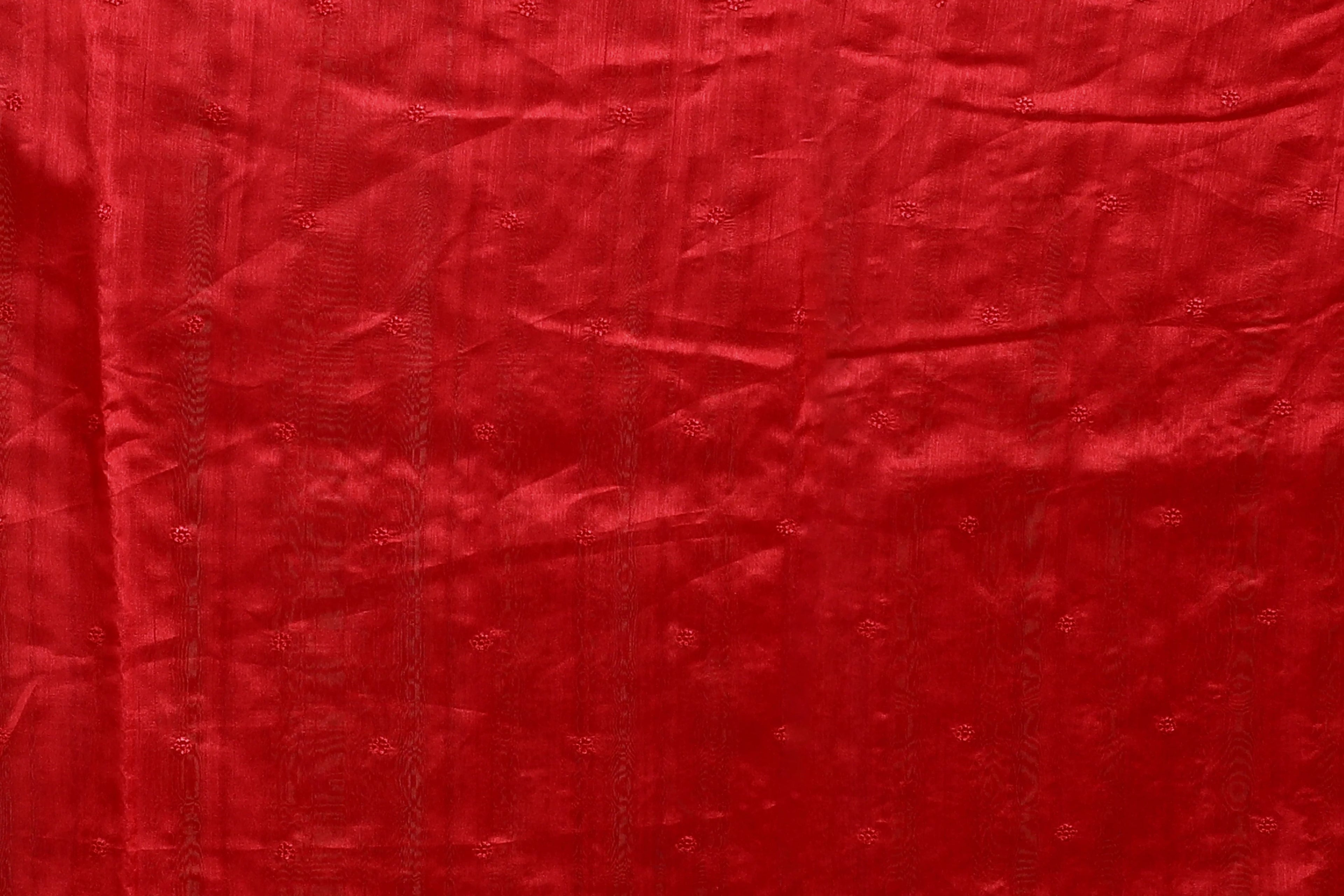 Red Blended Semi Tussar Saree with Blouse Piece