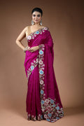 Magenta Blended Semi Tussar Saree with Blouse Piece