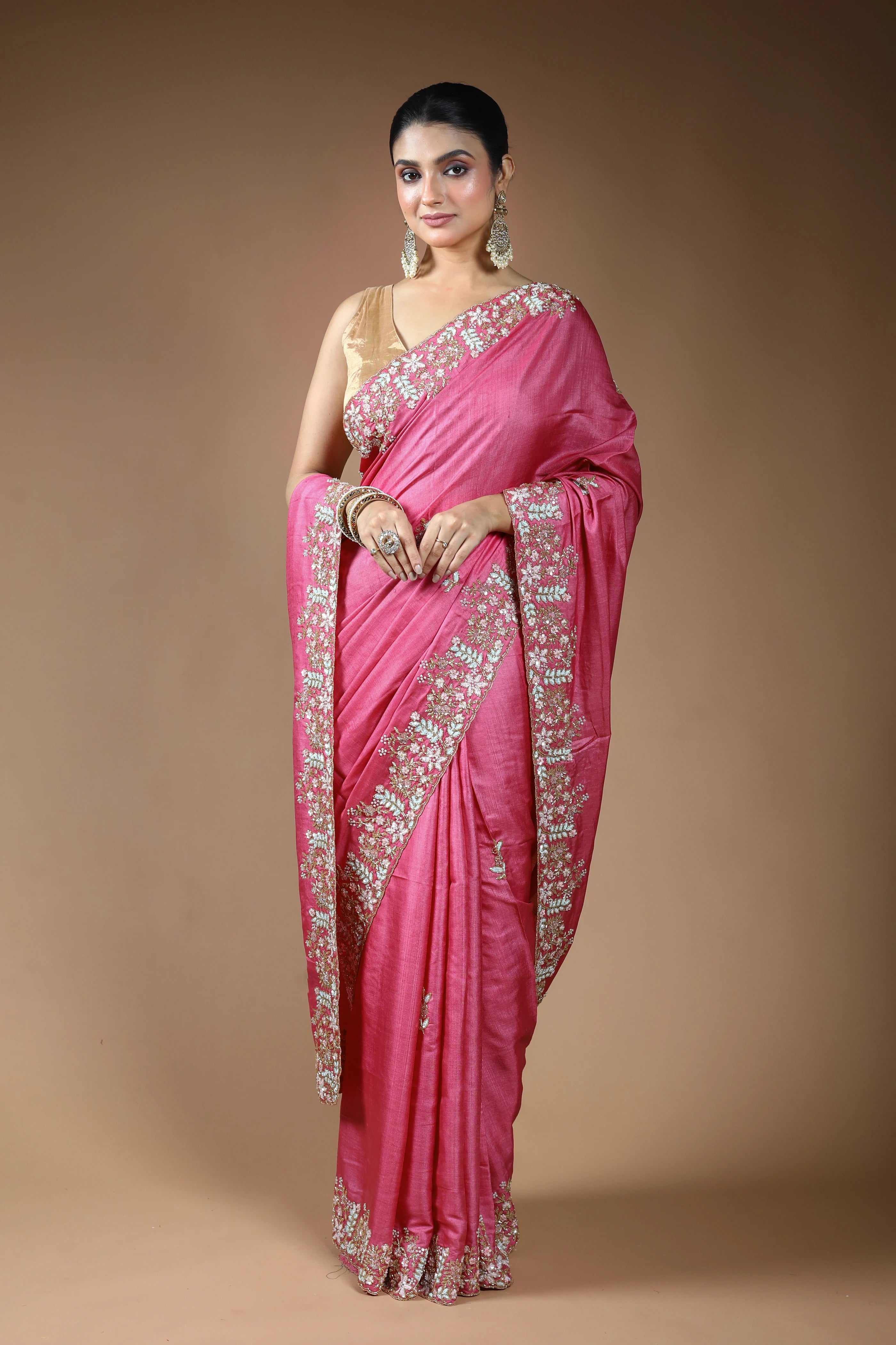 Light Pink Tussar Saree with Blouse Piece