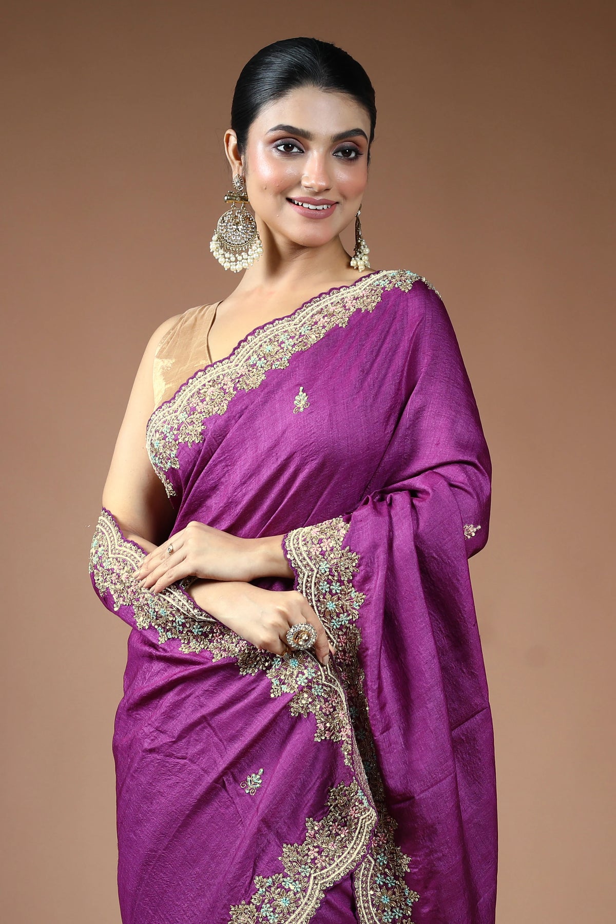 Purple Tussar Saree with Blouse Piece