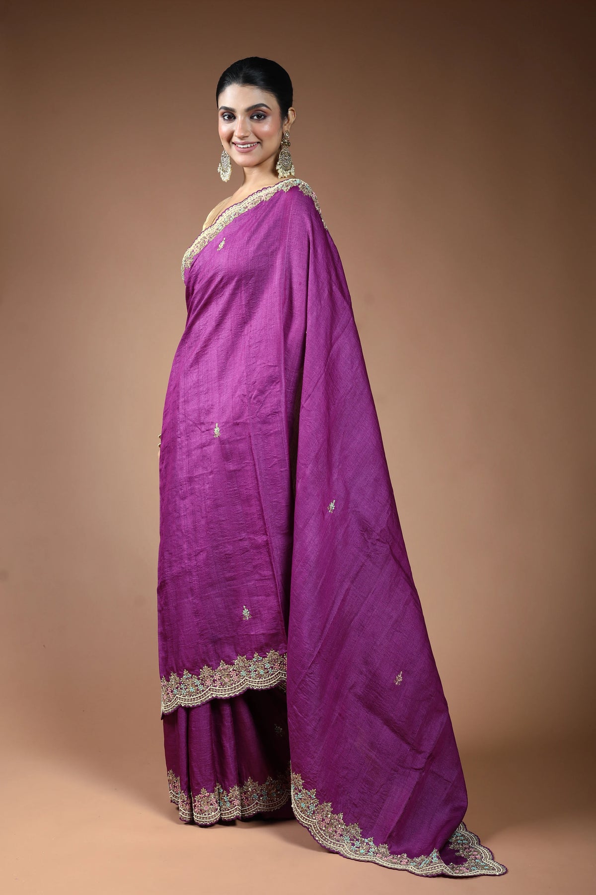 Purple Tussar Saree with Blouse Piece