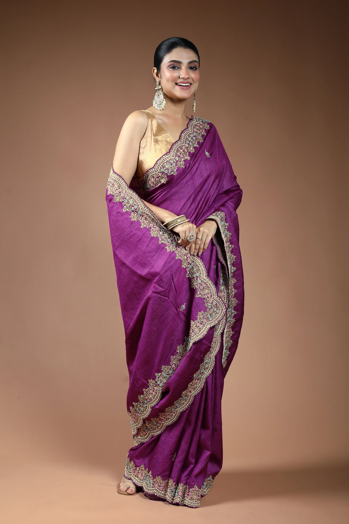 Purple Tussar Saree with Blouse Piece