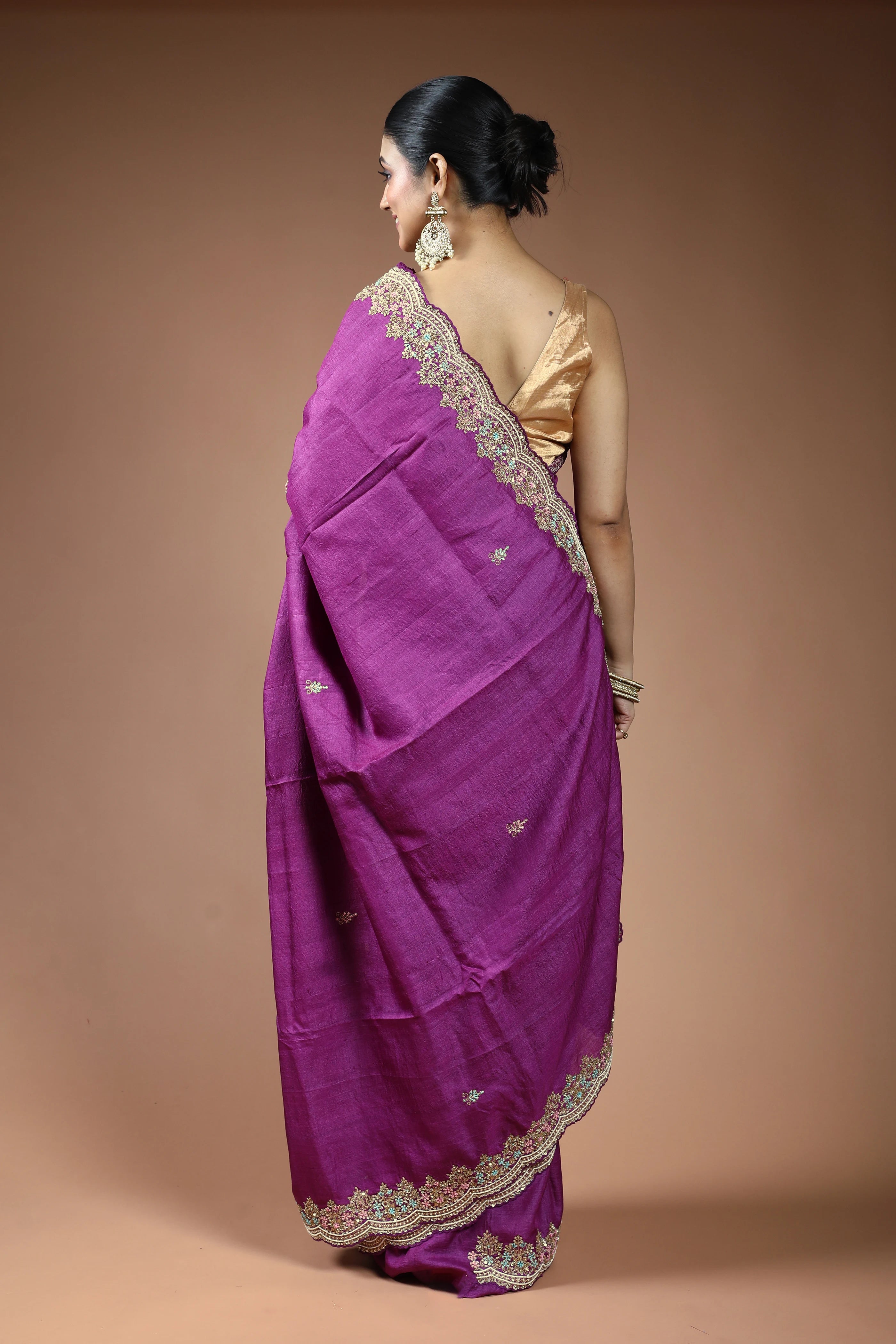 Purple Tussar Saree with Blouse Piece