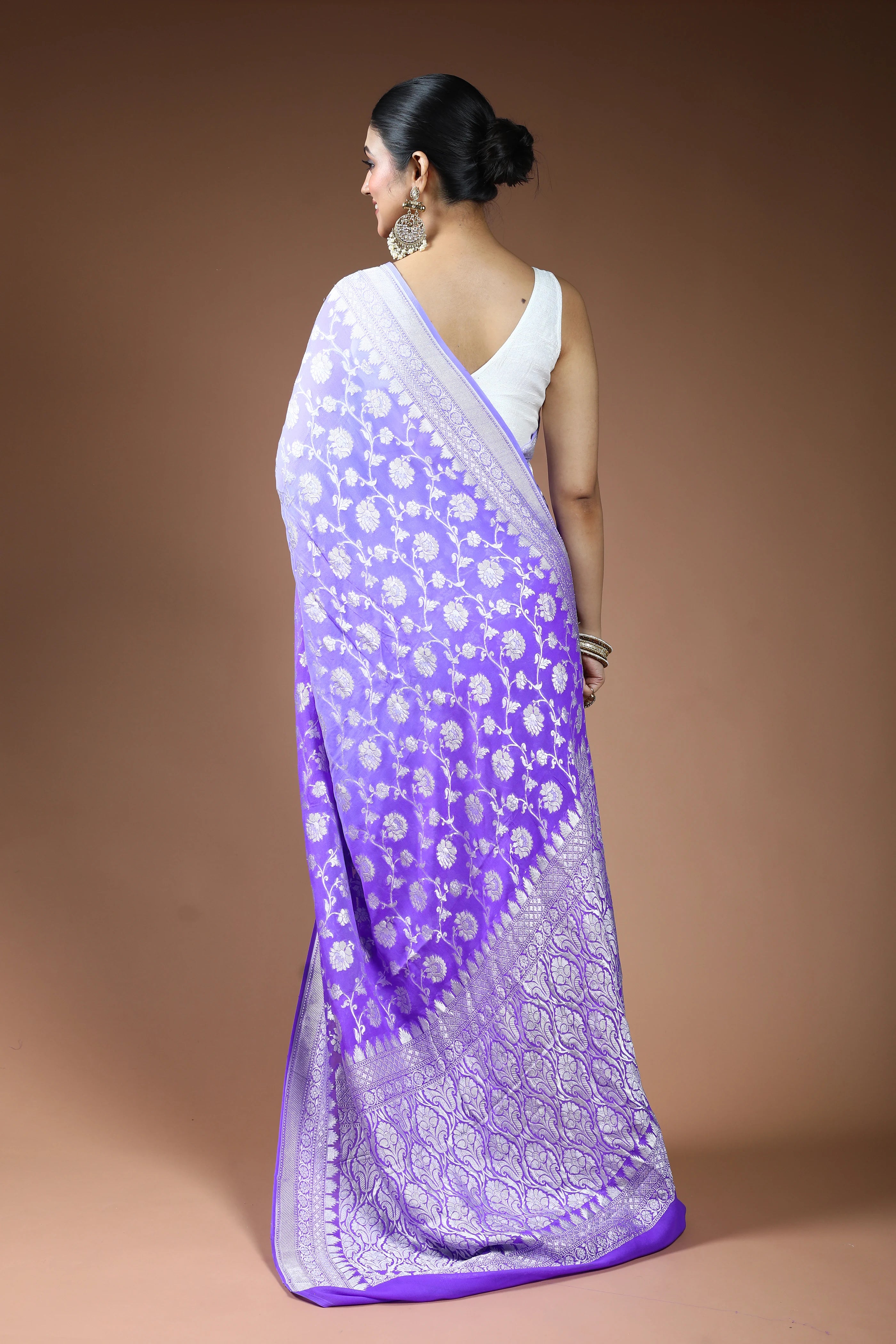 Mauve Georgette Banarasi Saree with Blouse Piece