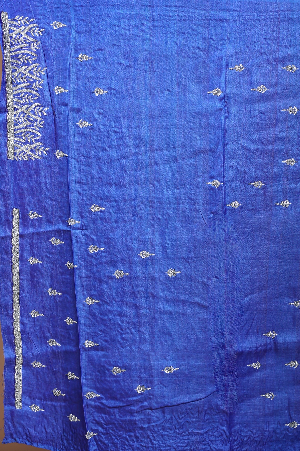 Royal Blue Tussar Saree with Blouse Piece