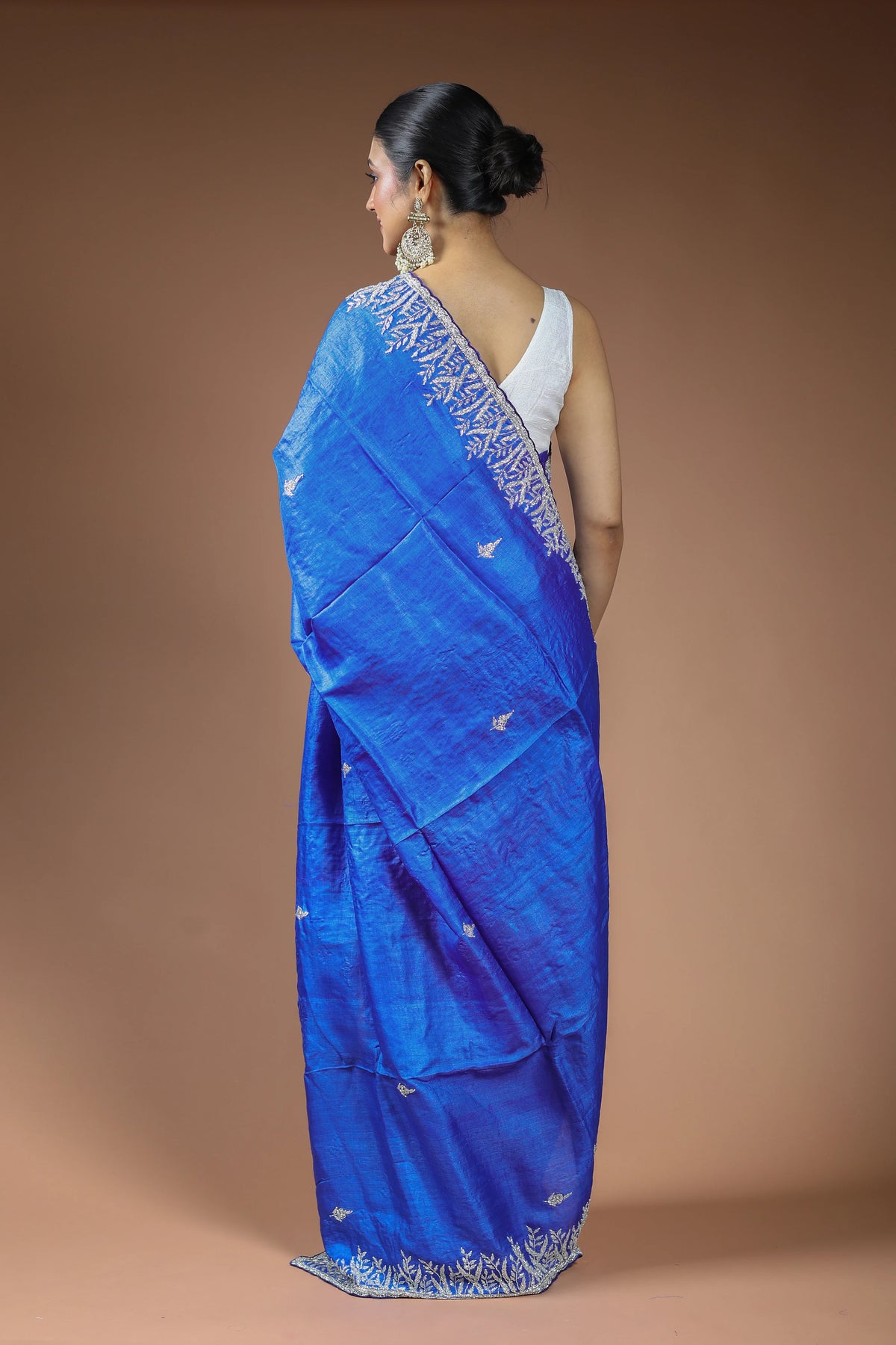 Royal Blue Tussar Saree with Blouse Piece