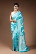 Sea Green Georgette Banarasi Saree with Blouse Piece