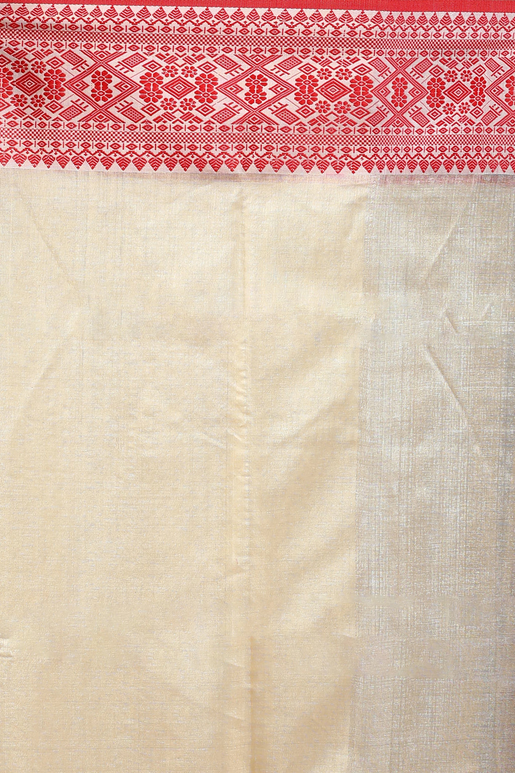 Beige and Red Tussar Saree with Blouse Piece