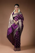 Wine Purple Katan Silk Banarasi Saree with Blouse Piece