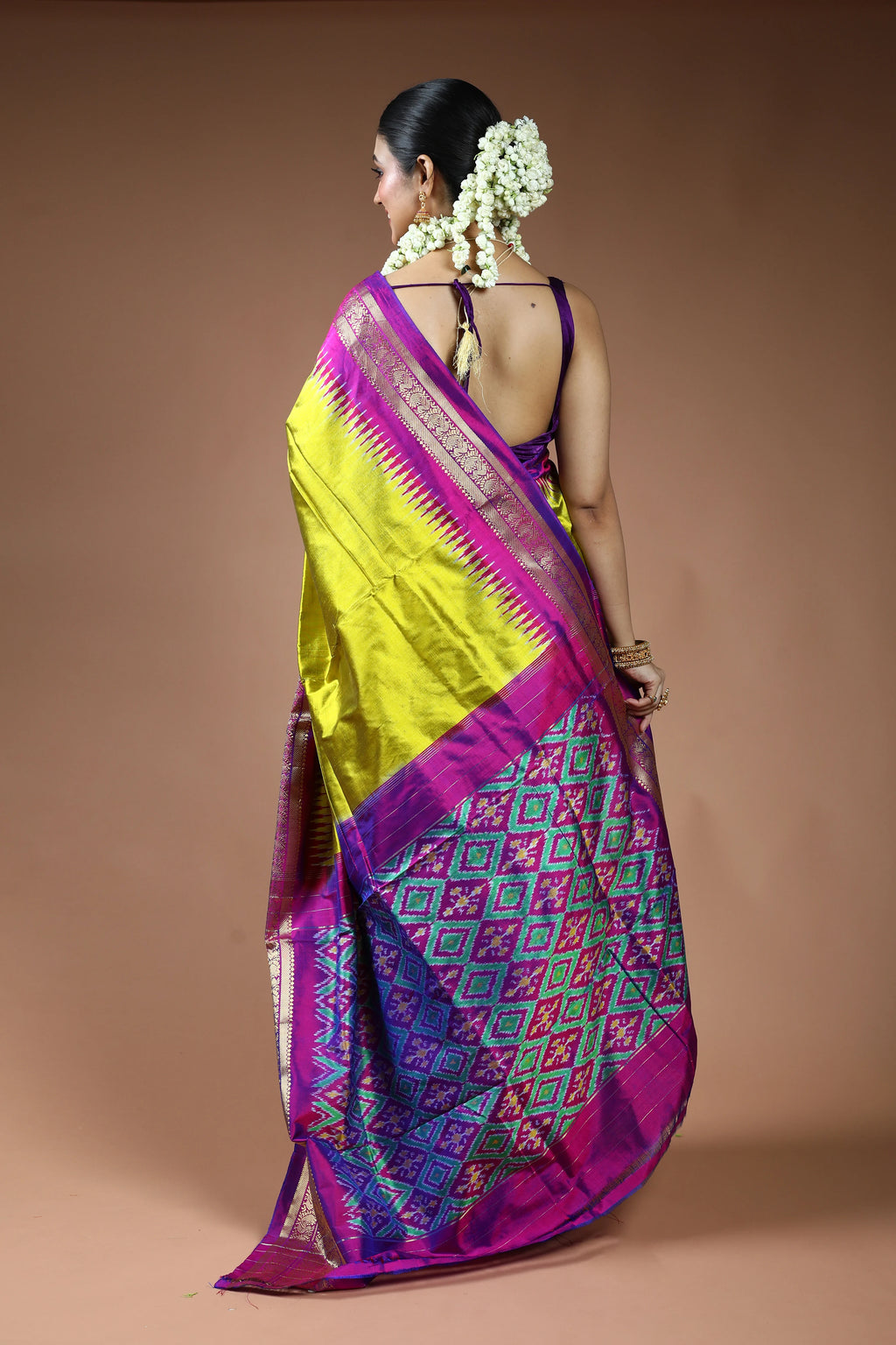 Olive Green Pochampally Silk Saree with Blouse Piece