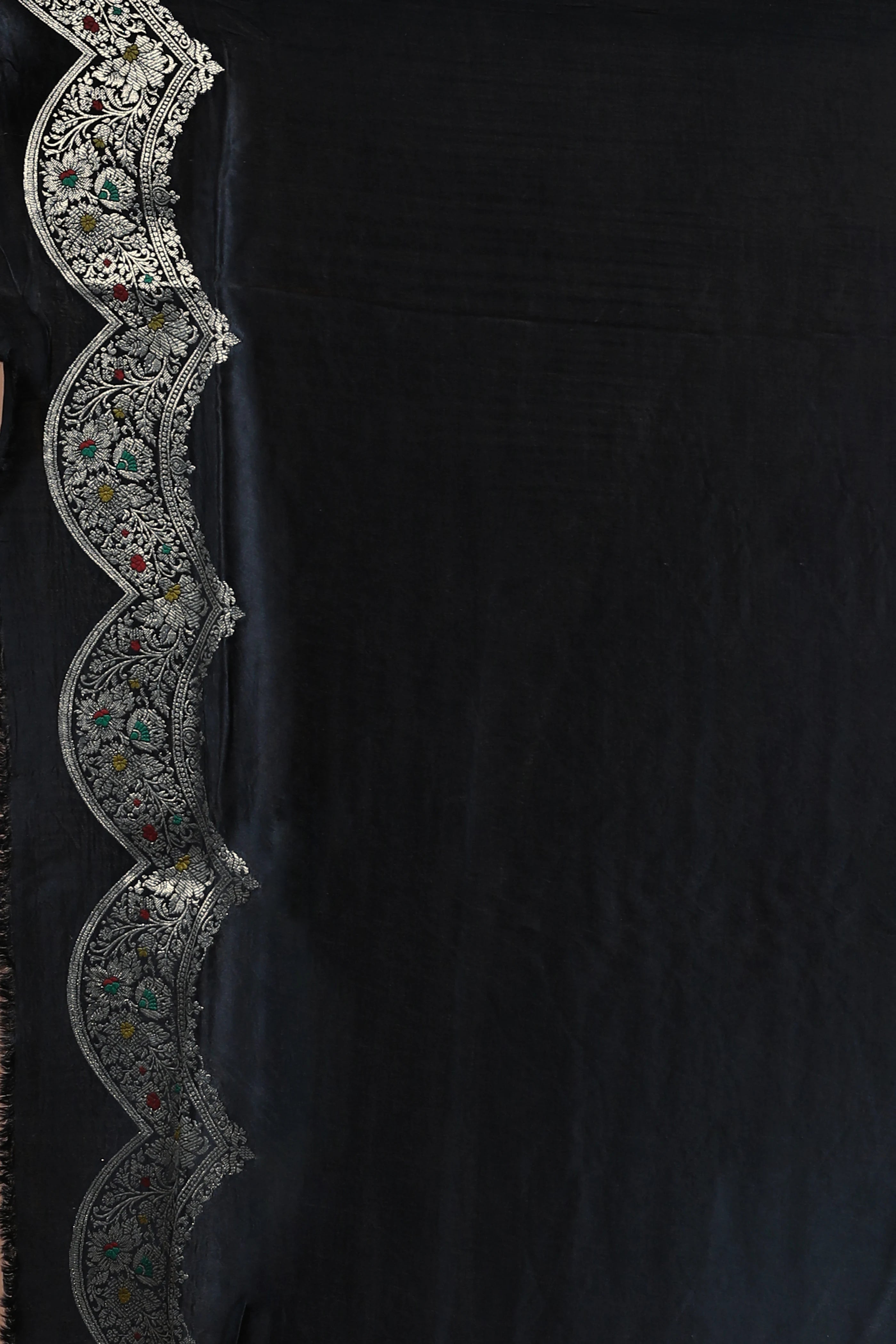 Black Semi Mashru Saree with Blouse Piece