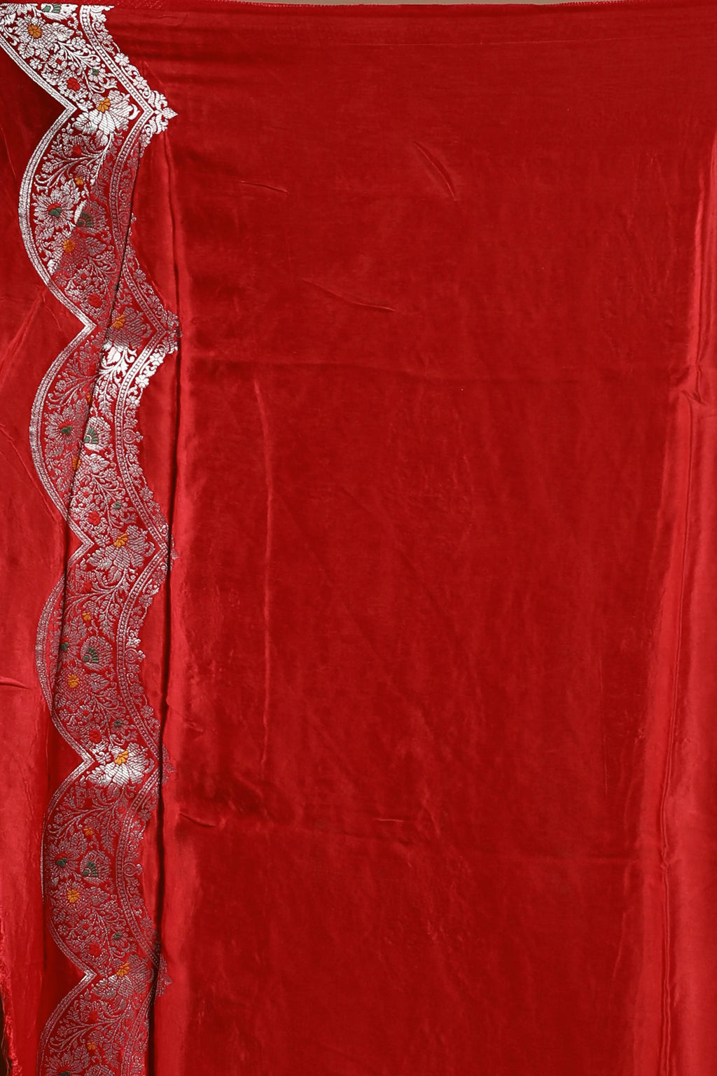 Red Blended Mashru Saree with Blouse Piece