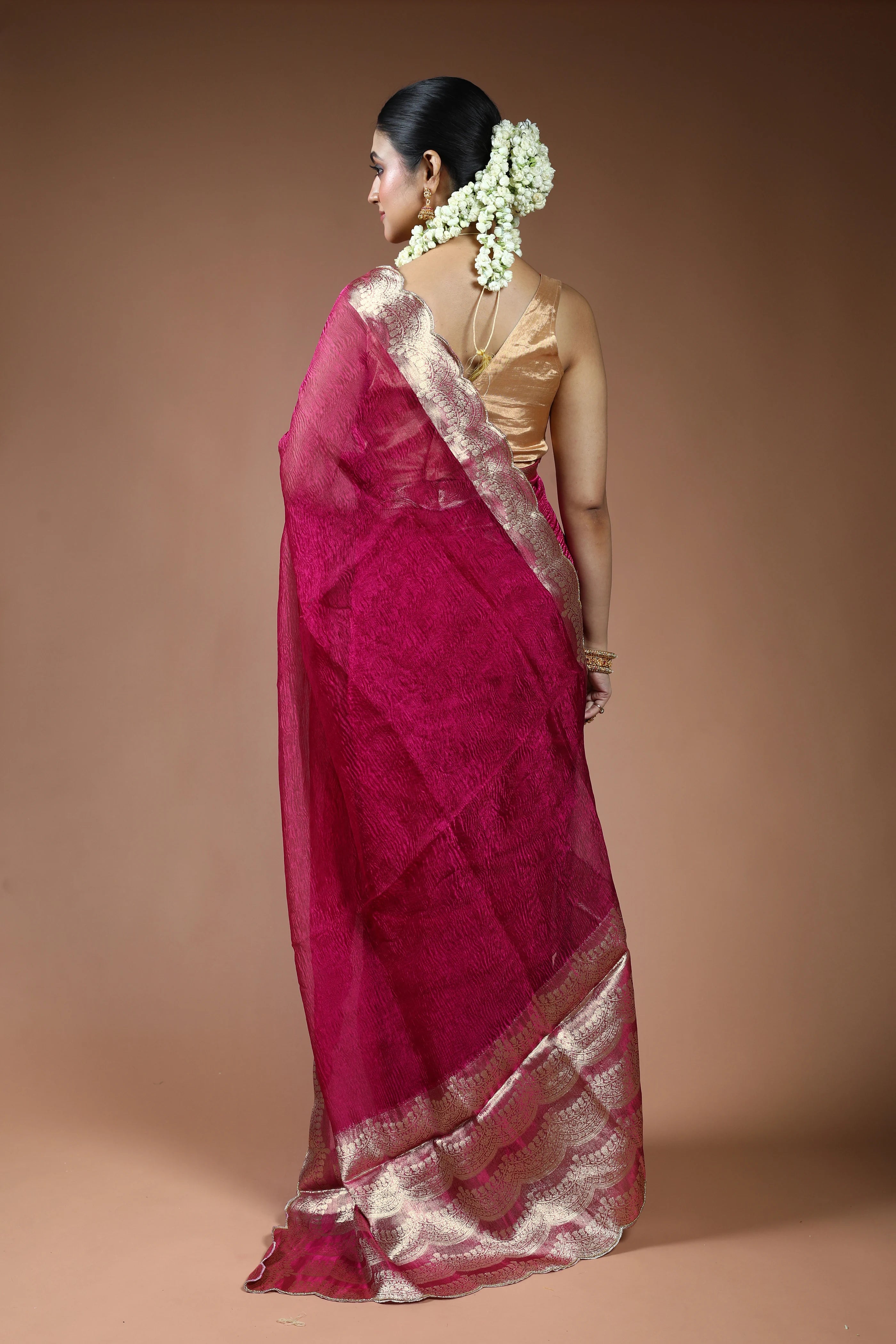 Magenda Tissue Saree with Blouse Piece