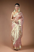 Light Peach Tissue Saree with Blouse Piece