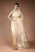 Beige Kora Banarasi Saree with Blouse Piece