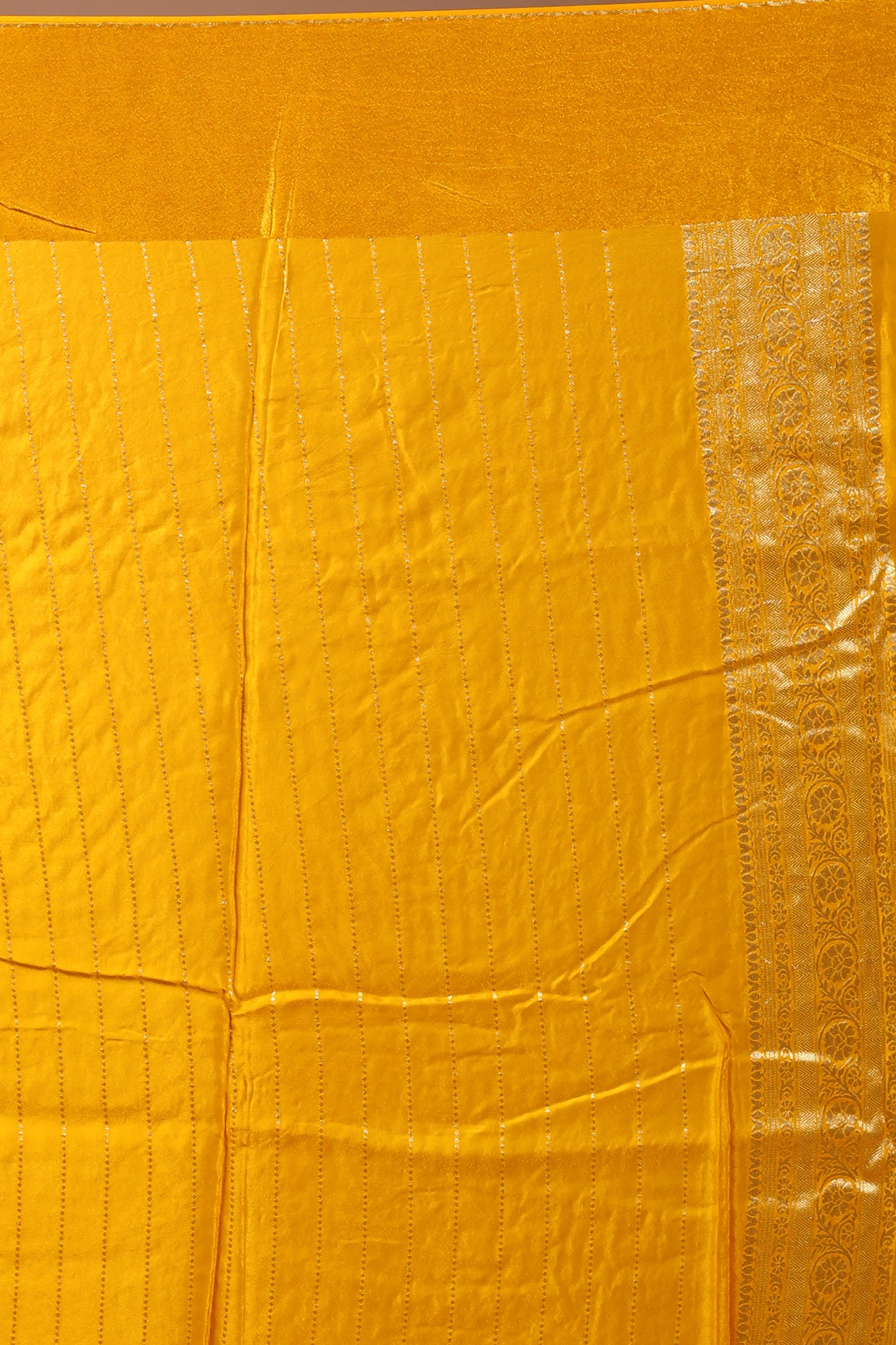 Mustard Yellow Blended Mashru Saree with Blouse Piece