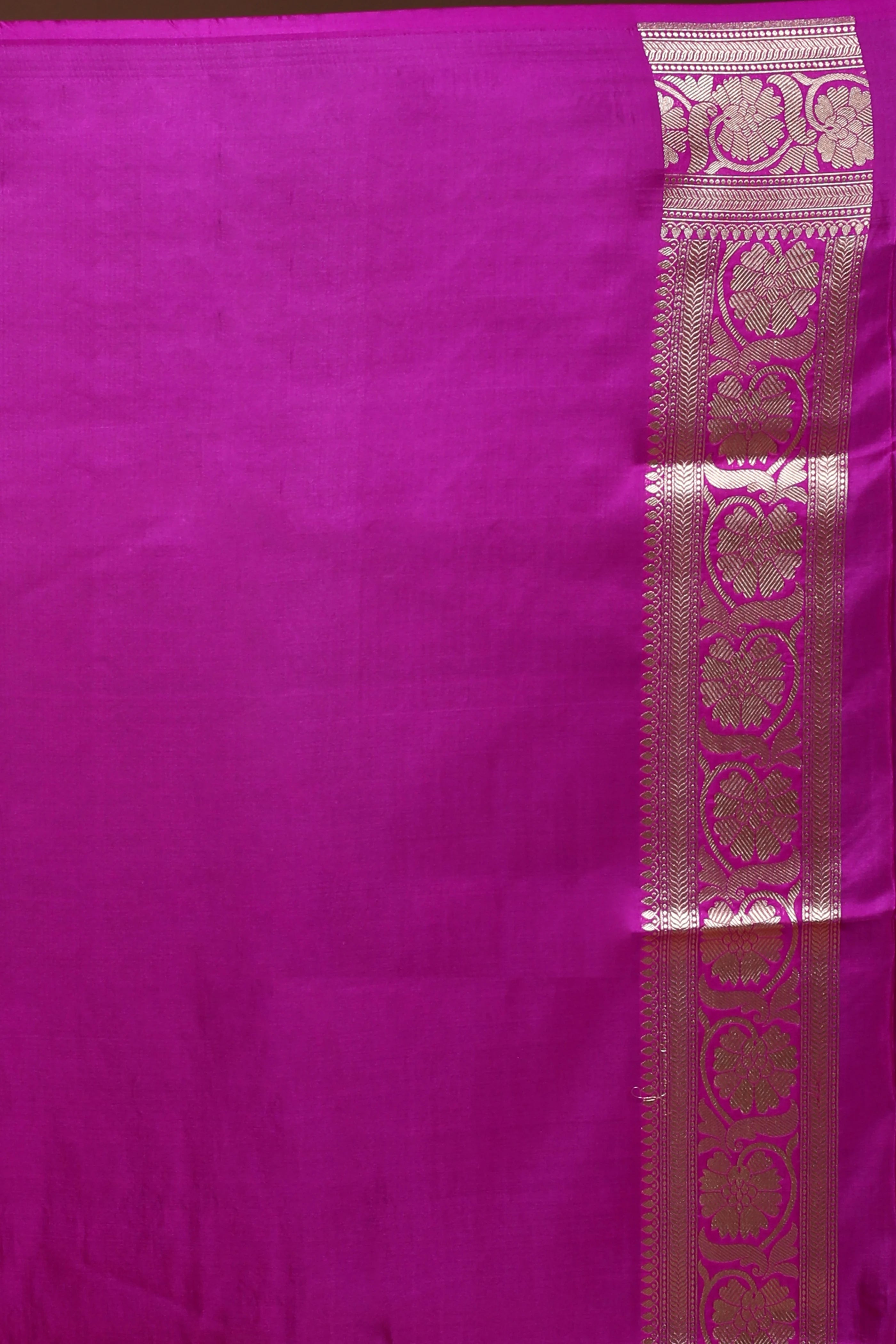 Magenta Pink Katan Silk Banarasi Saree with Blouse Piece
