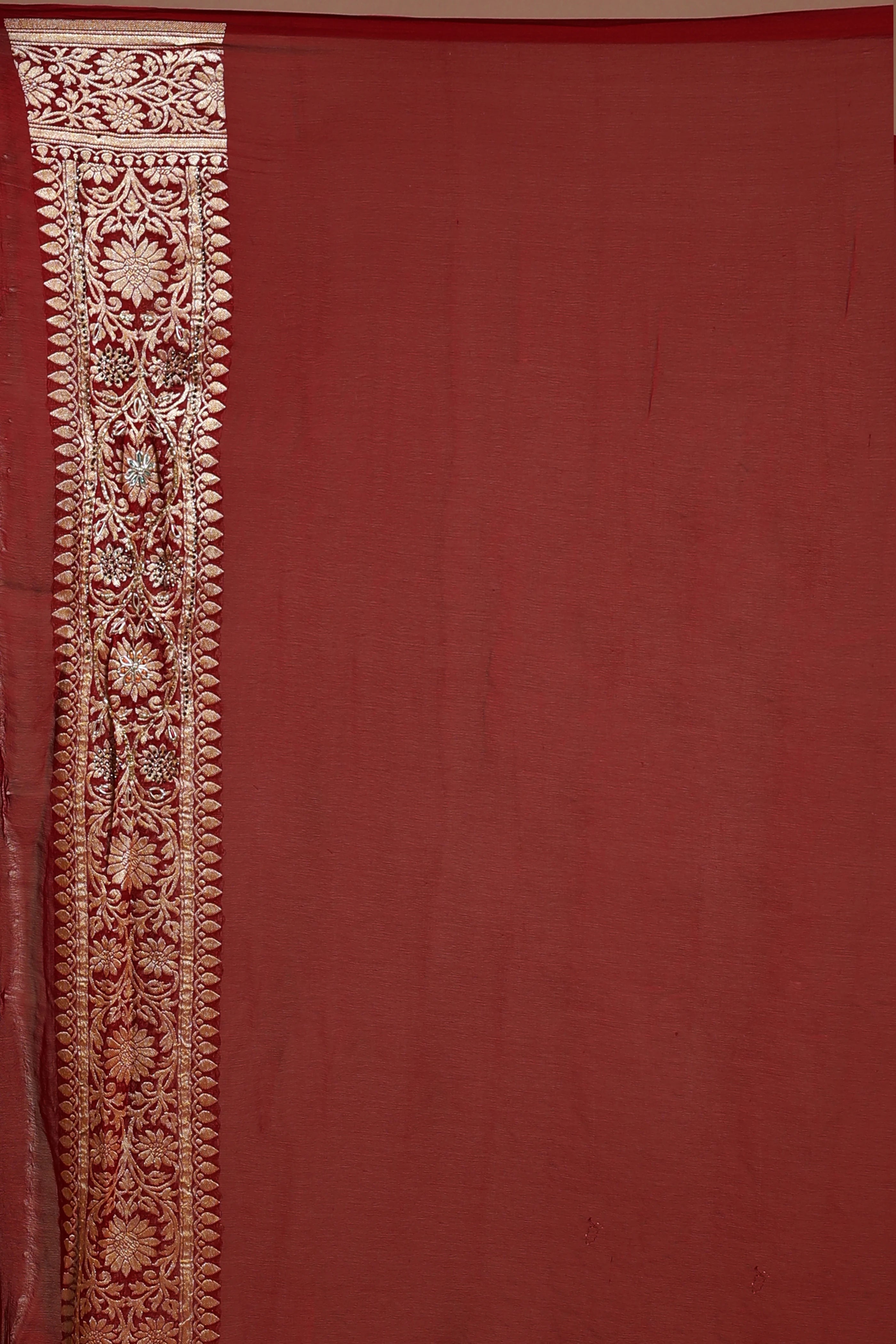 Reddis Maroon Georgette Banarasi Saree with Blouse Piece