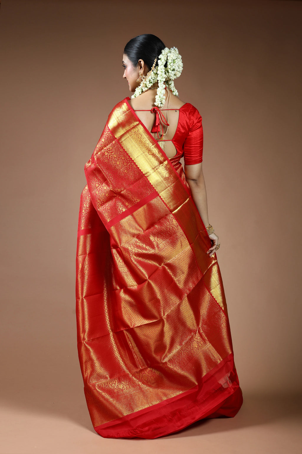 Red Silk Kanjivaram Saree with Blouse Piece