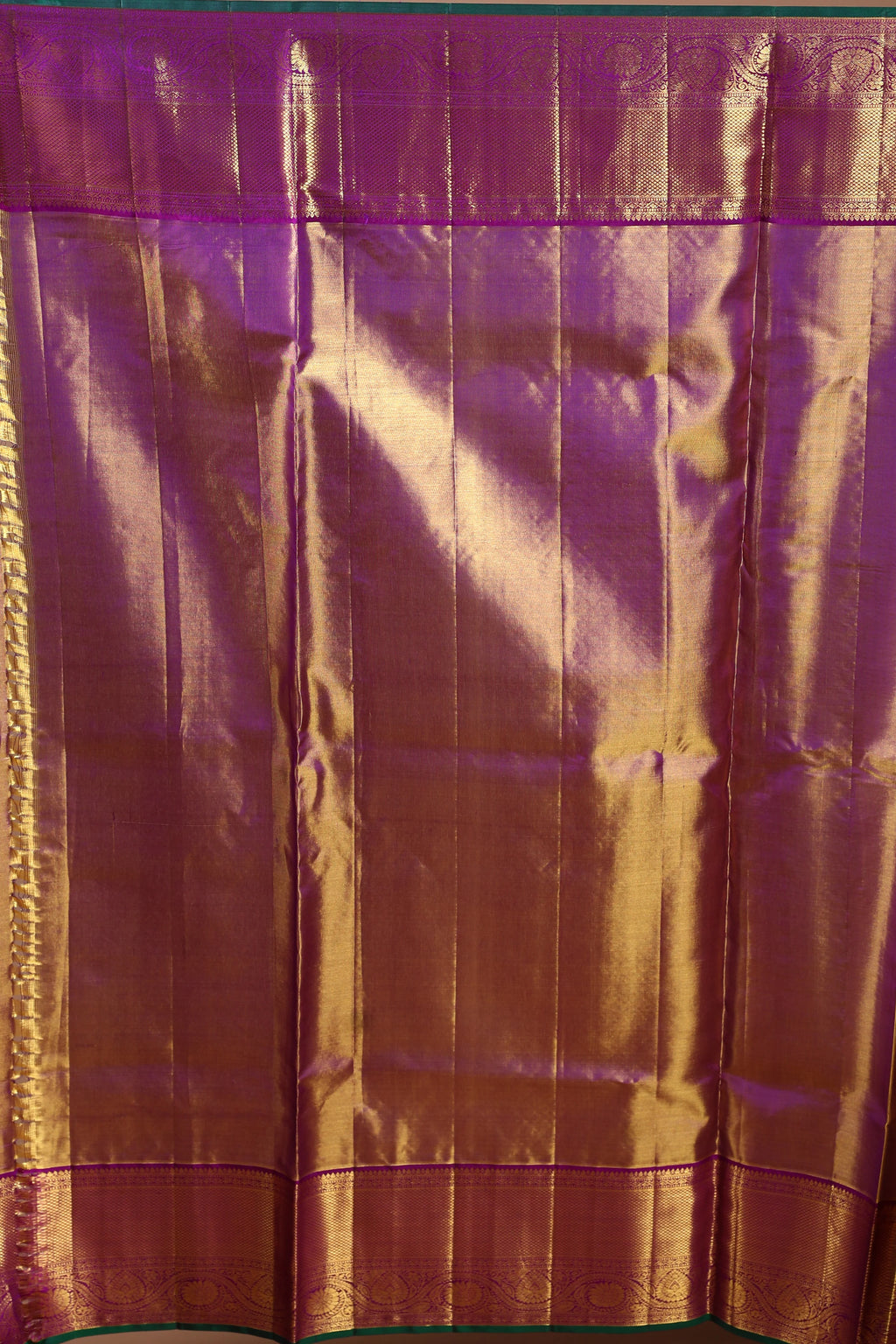Golden and Purple Silk Tissue Kanjivaram Saree with Blouse Piece